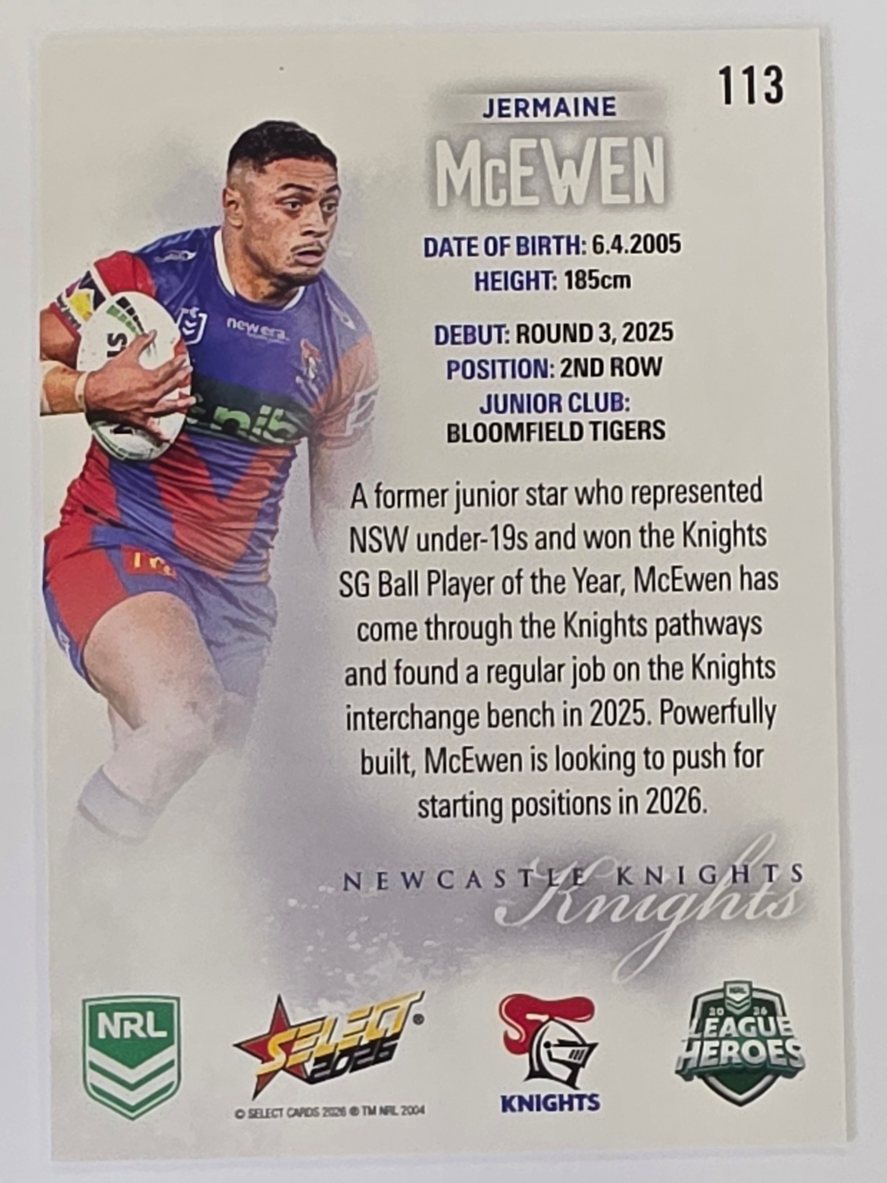 NRL 2026 League Heroes | Base | #113 | Jermaine McEwen | Newcastle Knights