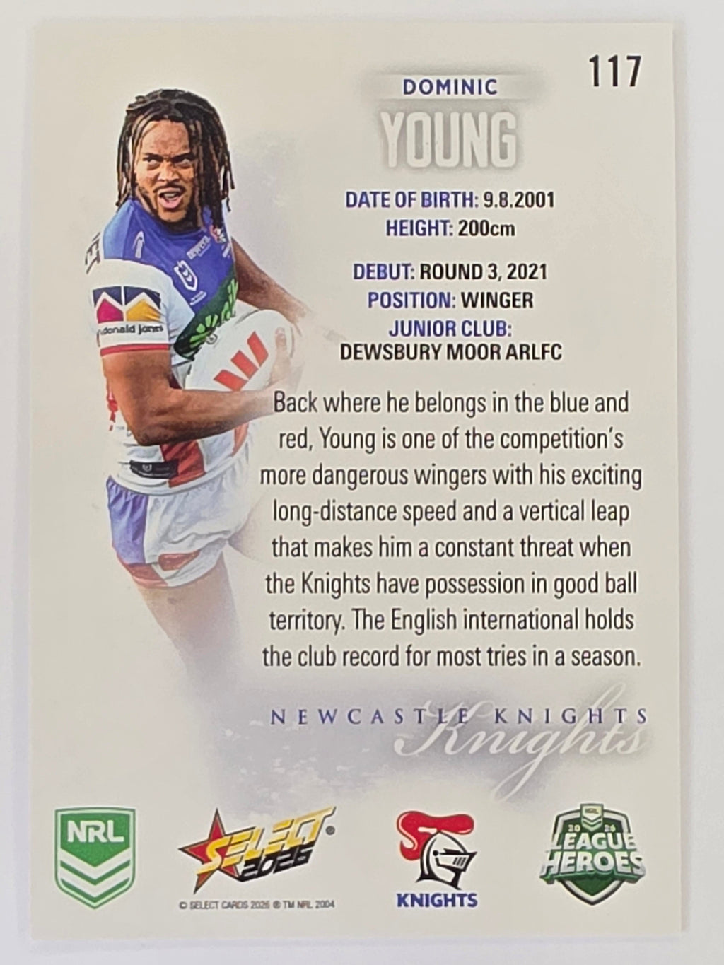 NRL 2026 League Heroes | Base | #117 | Dominic Young | Newcastle Knights