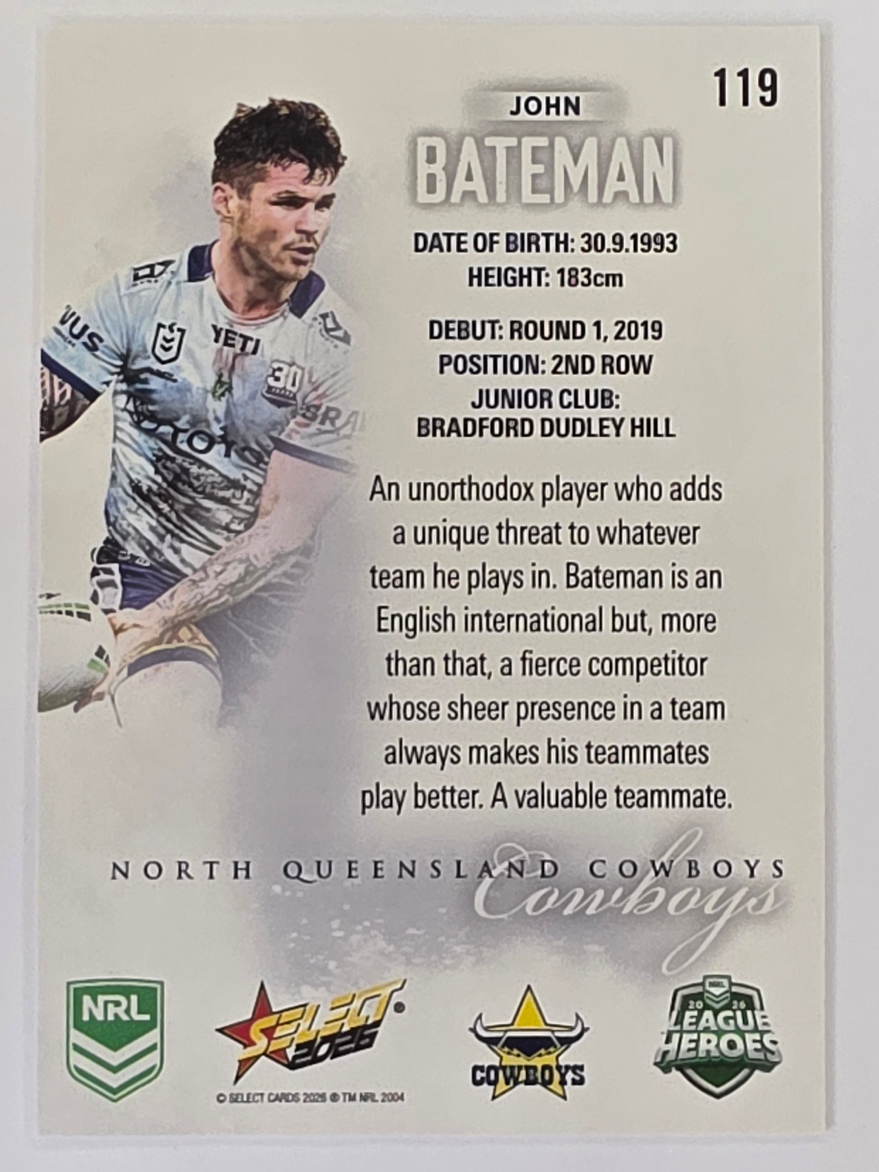 NRL 2026 League Heroes | Base | #119 | John Bateman | North Queensland Cowboys