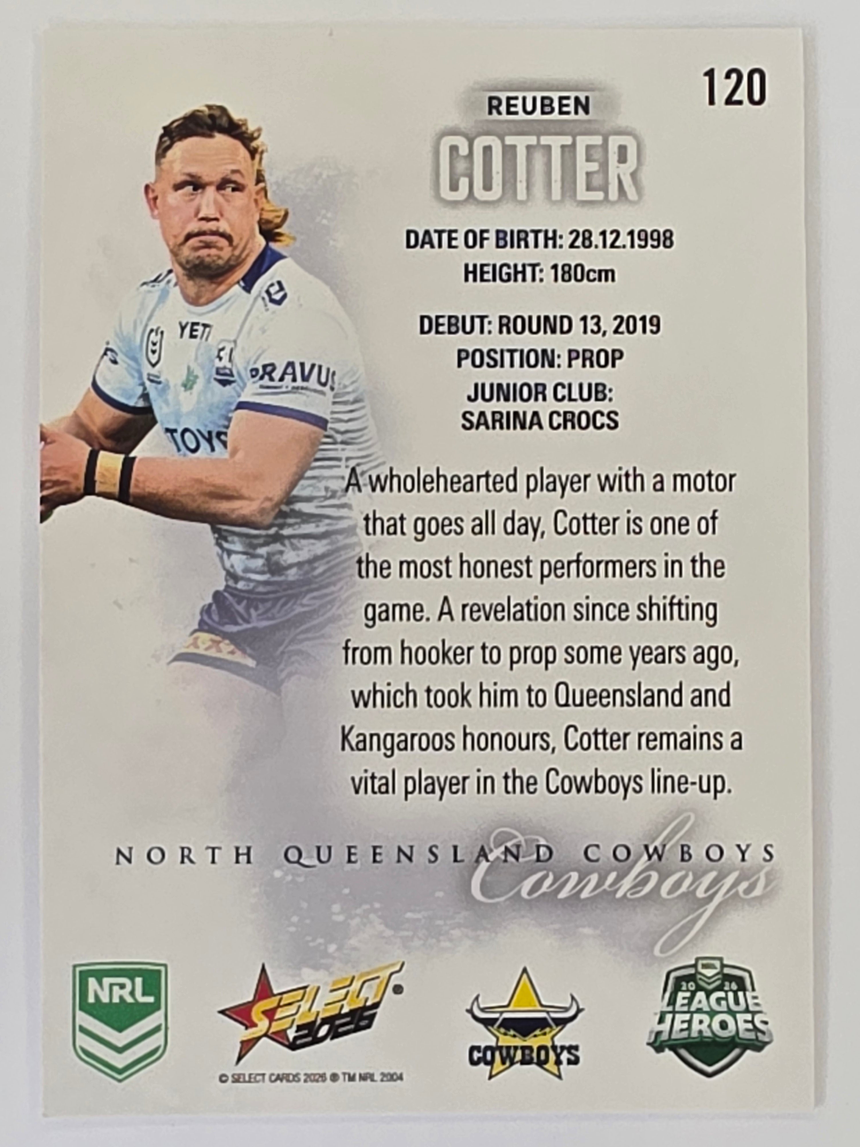 NRL 2026 League Heroes | Base | #120 | Reuben Cotter | North Queensland Cowboys