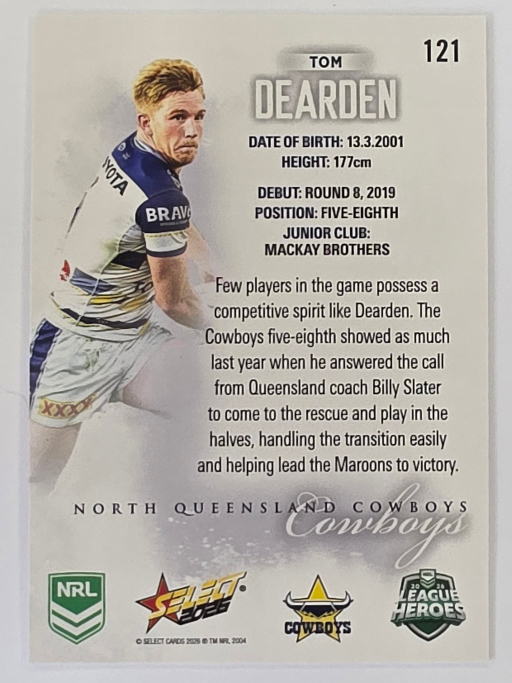 NRL 2026 League Heroes | Base | #121 | Tom Dearden | North Queensland Cowboys