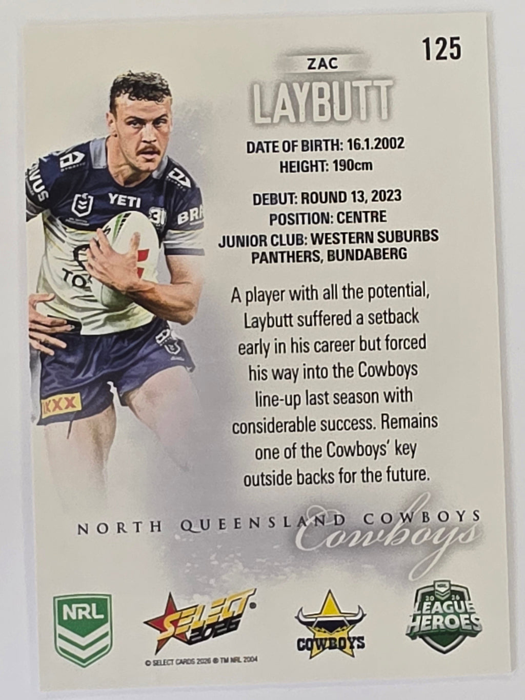 NRL 2026 League Heroes | Base | #125 | Zac Laybutt | North Queensland Cowboys