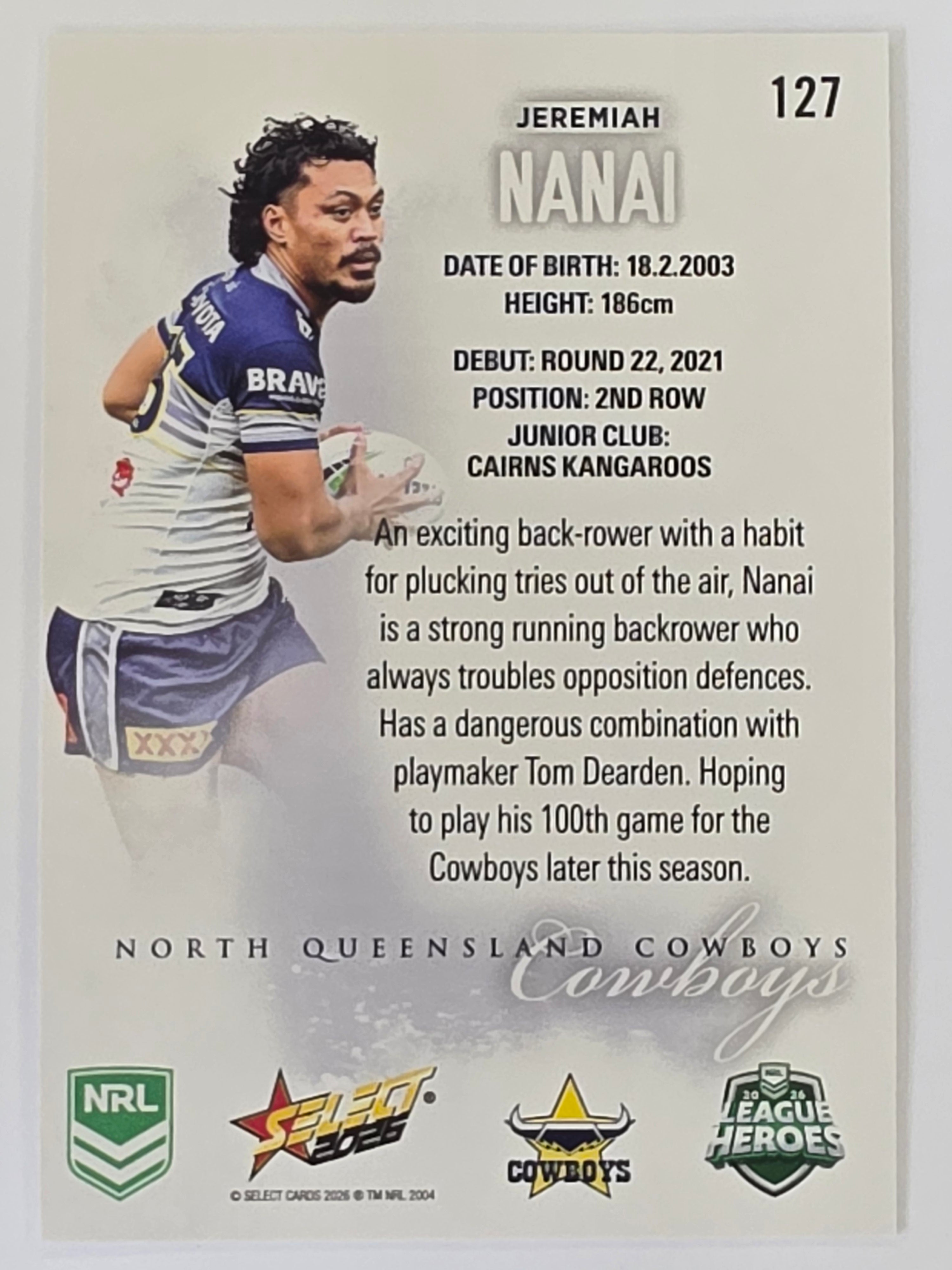 NRL 2026 League Heroes | Base | #127 | Jeremiah Nanai | North Queensland Cowboys