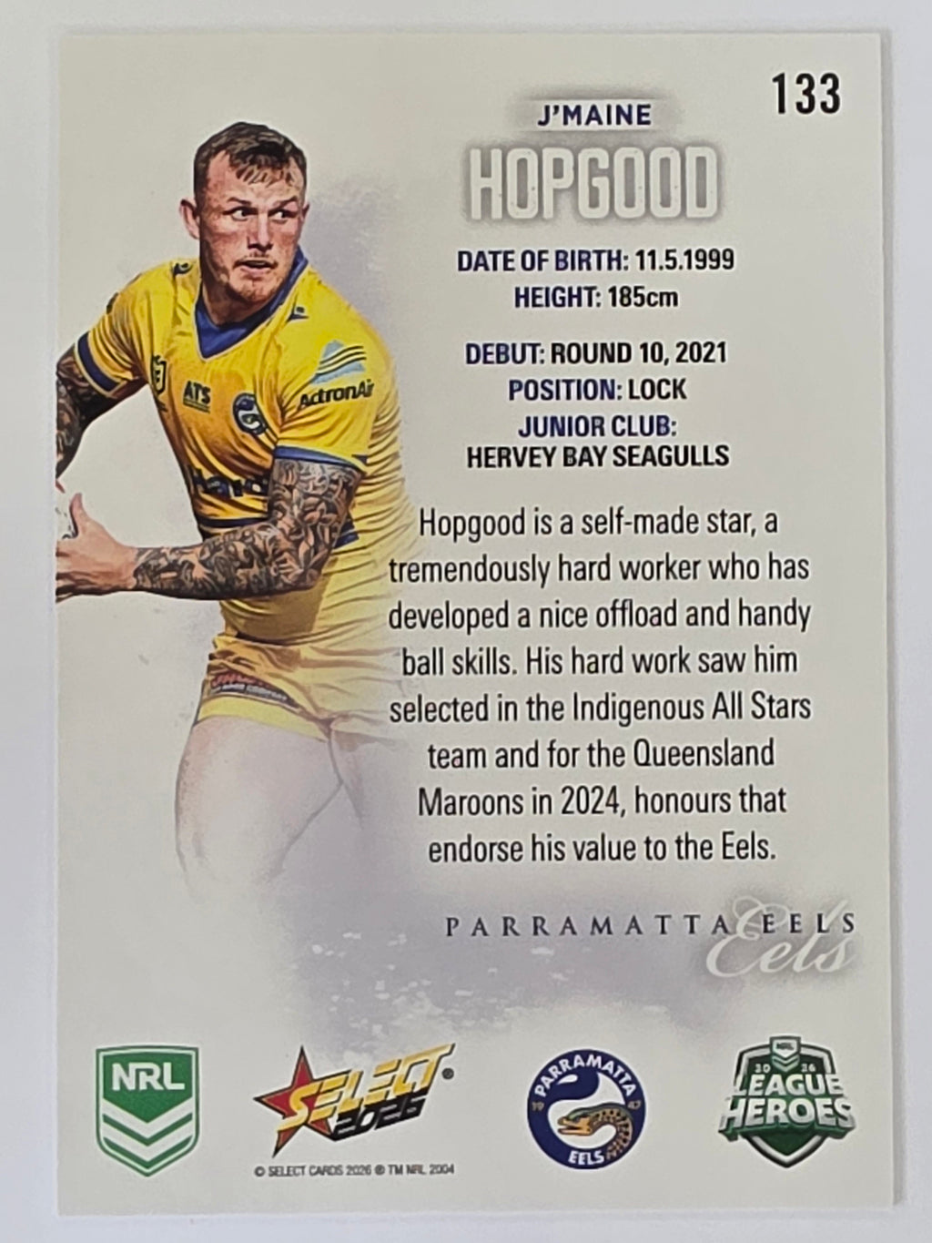 NRL 2026 League Heroes | Base | #133 | J’maine Hopgood | Parramatta Eels
