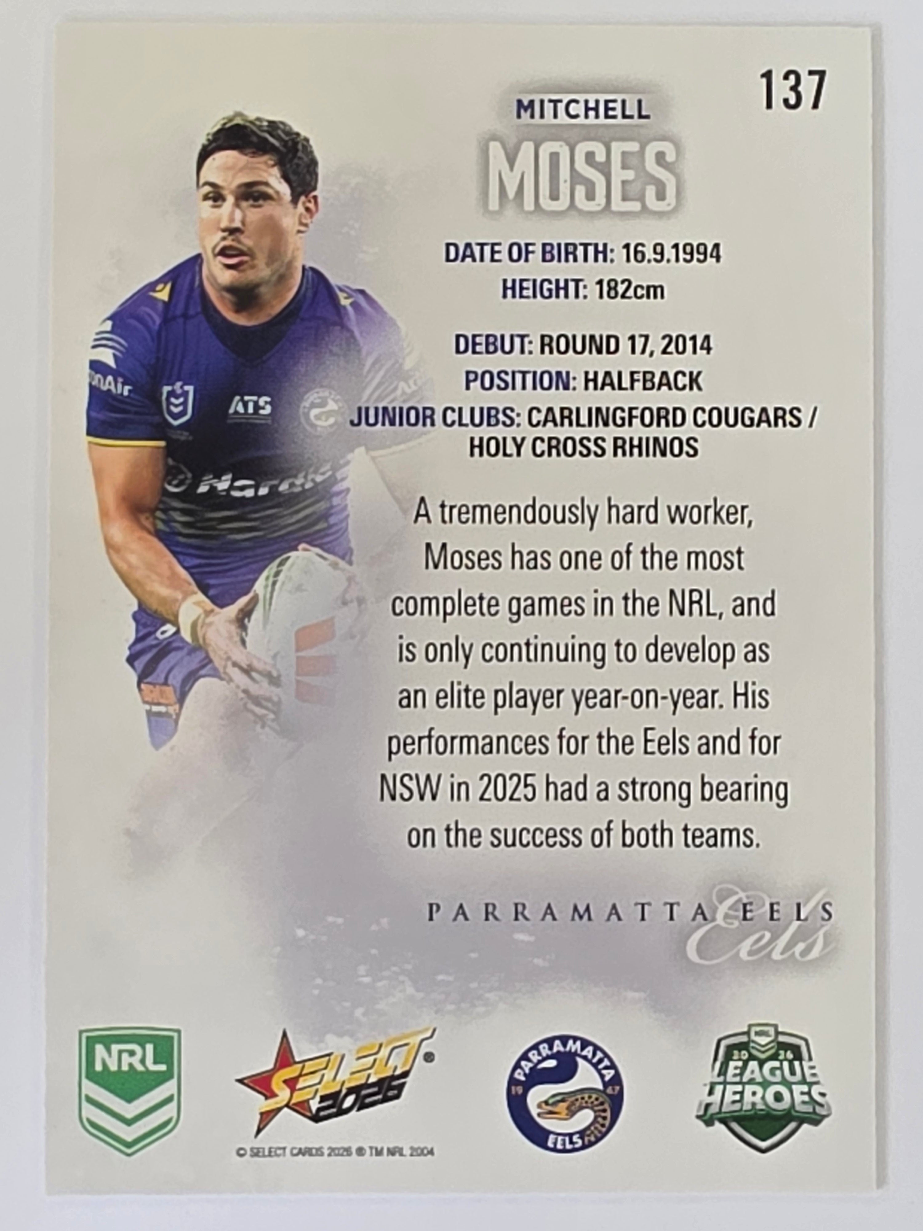 NRL 2026 League Heroes | Base | #137 | Mitchell Moses | Parramatta Eels