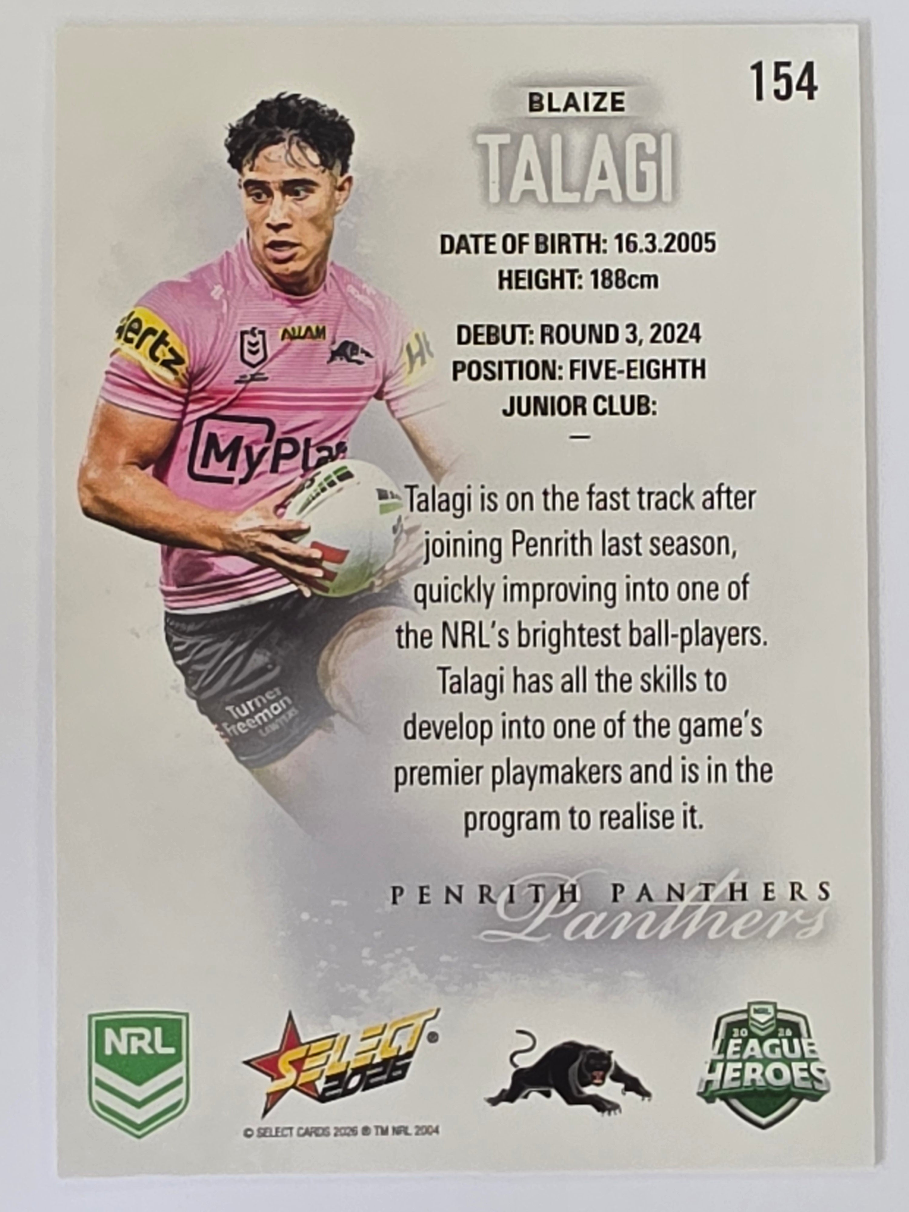 NRL 2026 League Heroes | Base | #154 | Blaize Talagi | Penrith Panthers