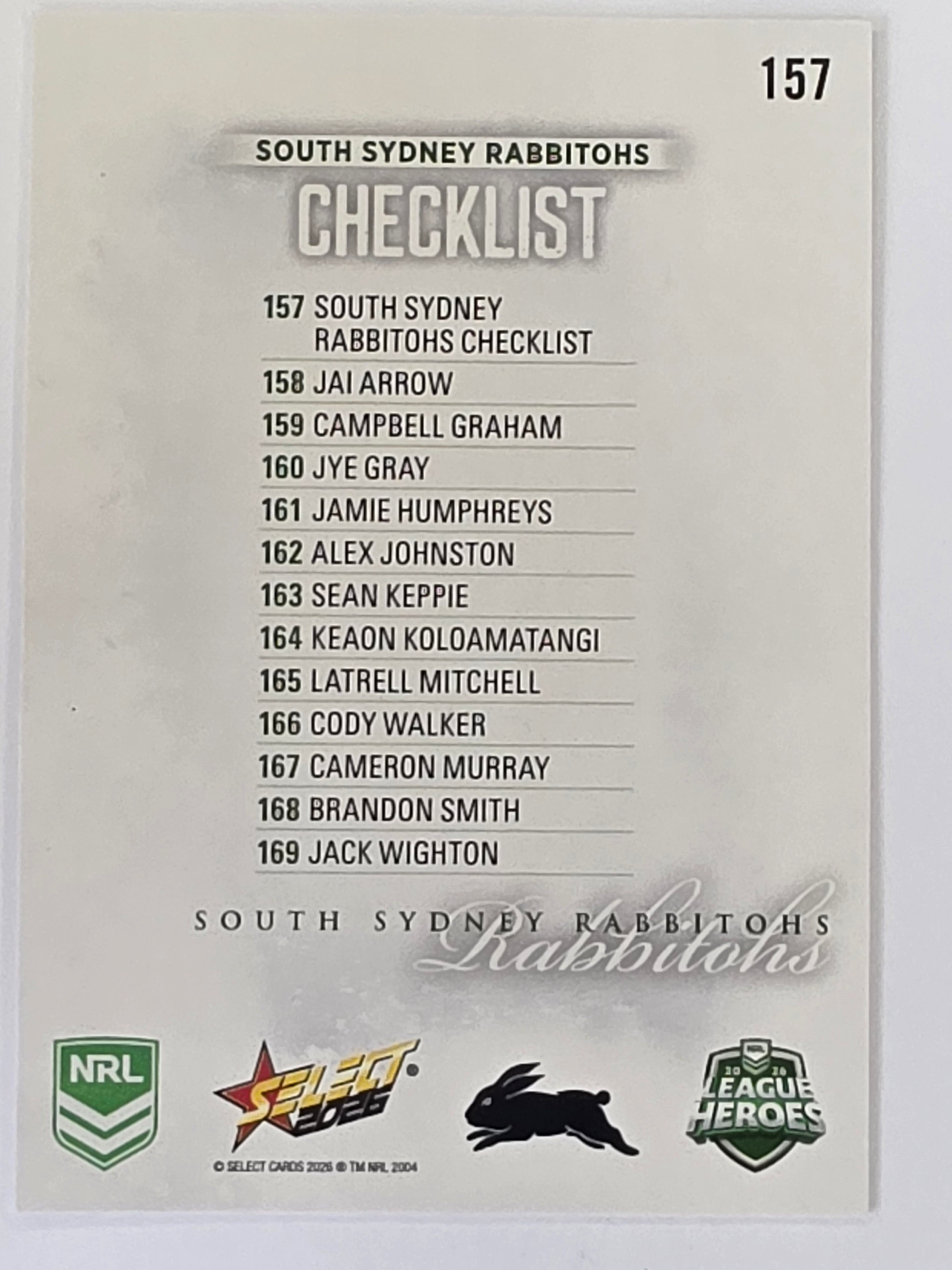 NRL 2026 League Heroes | Base | #157 | Logo | South Sydney Rabbitohs