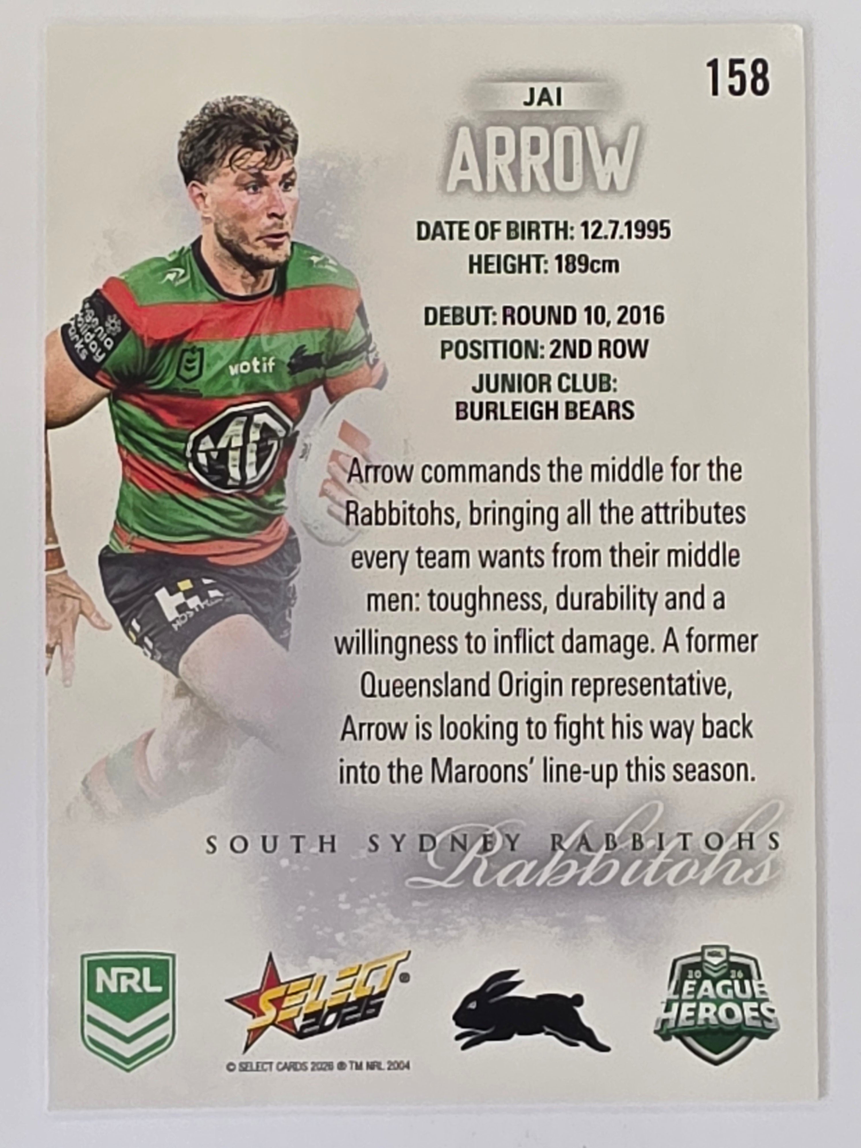 NRL 2026 League Heroes | Base | #158 | Jai Arrow | South Sydney Rabbitohs