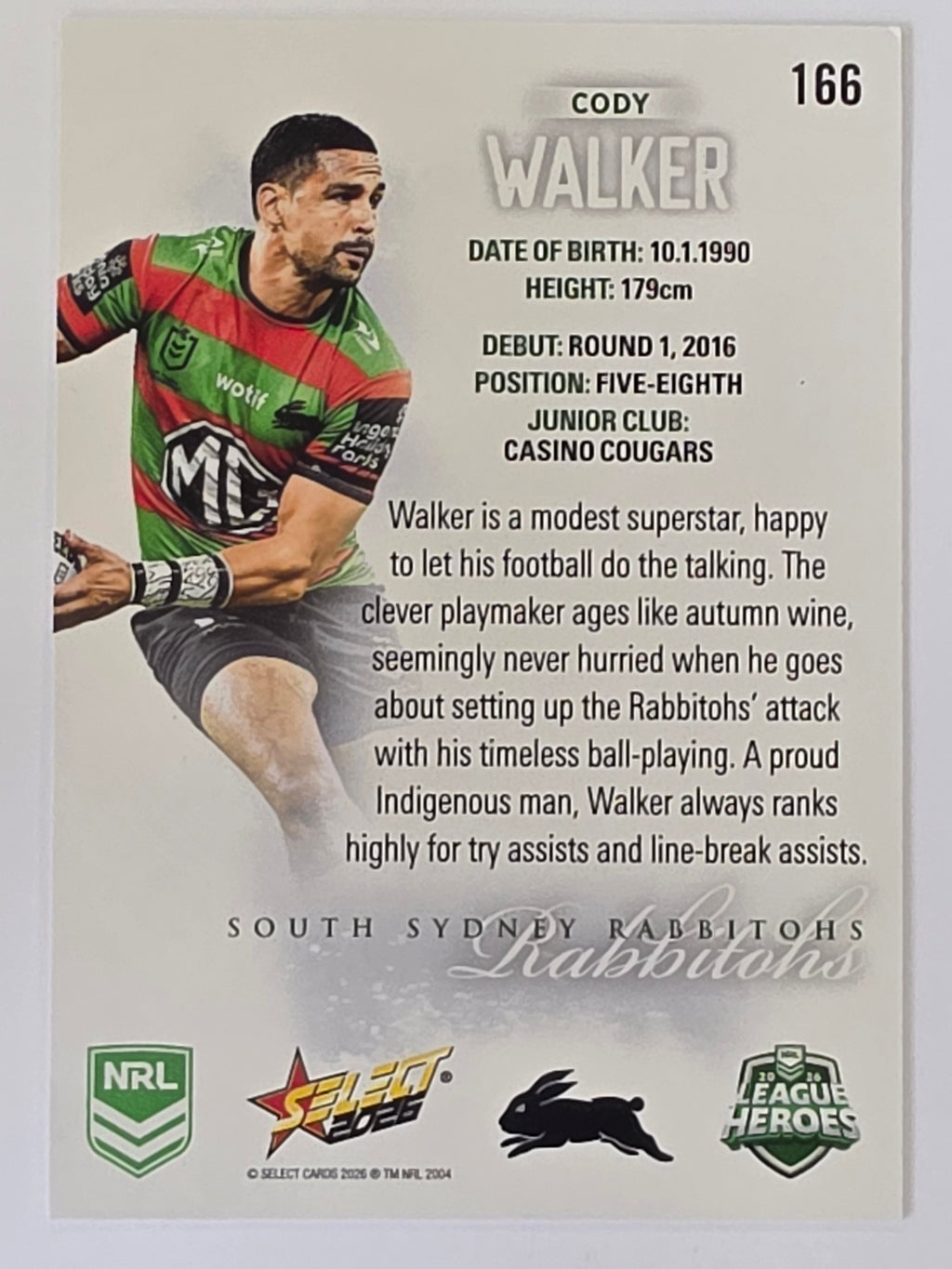 NRL 2026 League Heroes | Base | #166 | Cody Walker | South Sydney Rabbitohs