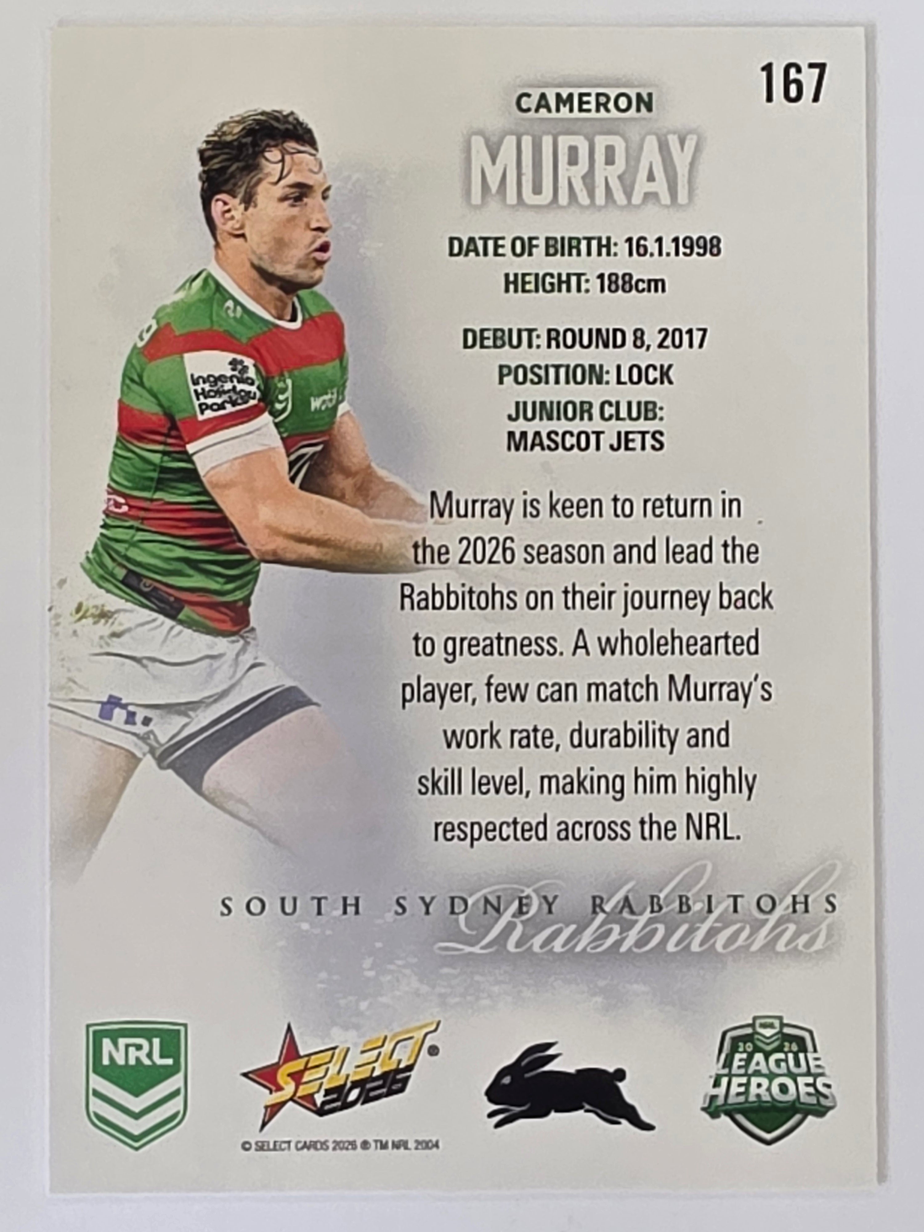 NRL 2026 League Heroes | Base | #167 | Cameron Murray | South Sydney Rabbitohs