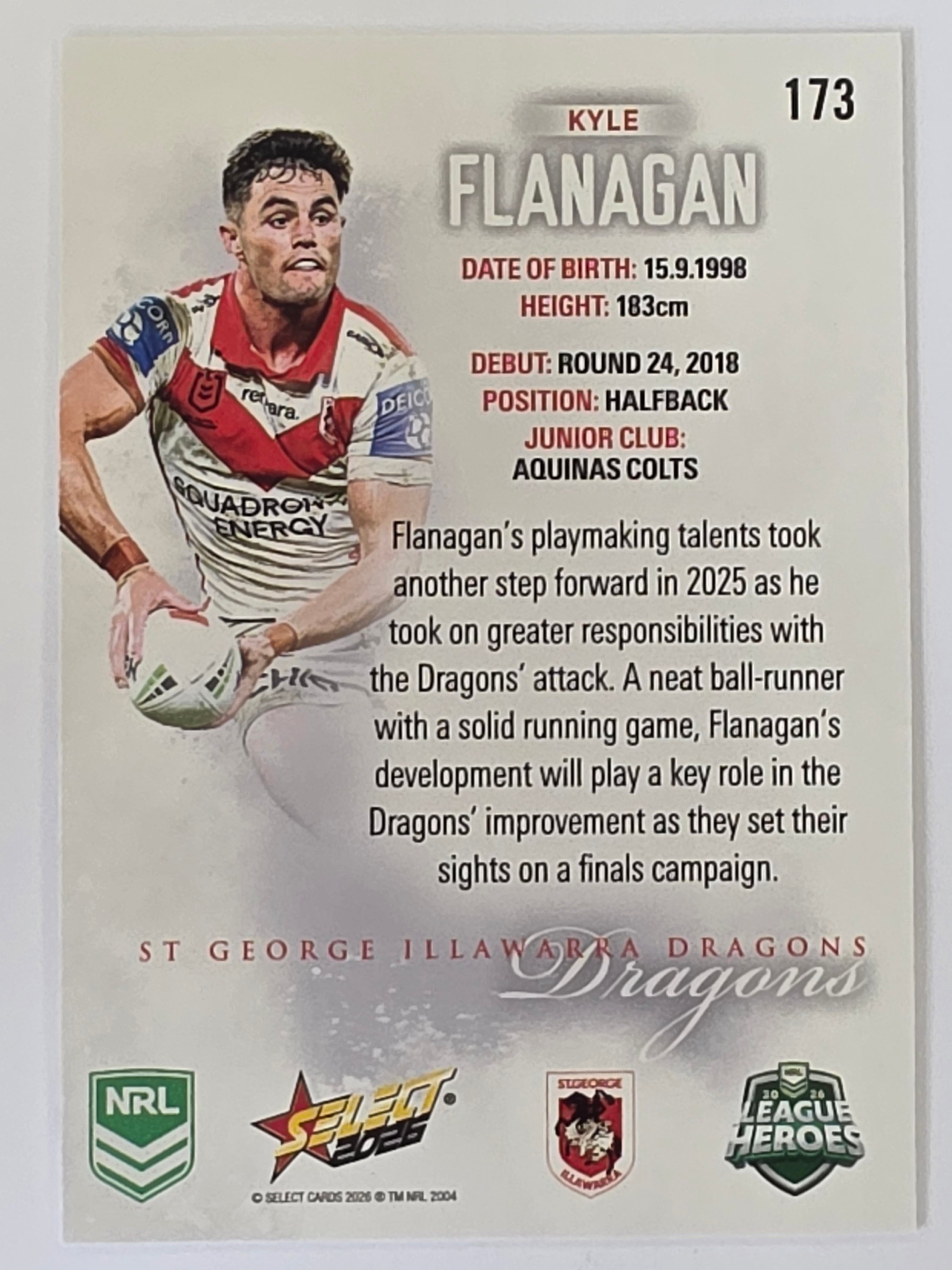 NRL 2026 League Heroes | Base | #173 | Kyle Flanagan | St George Dragons