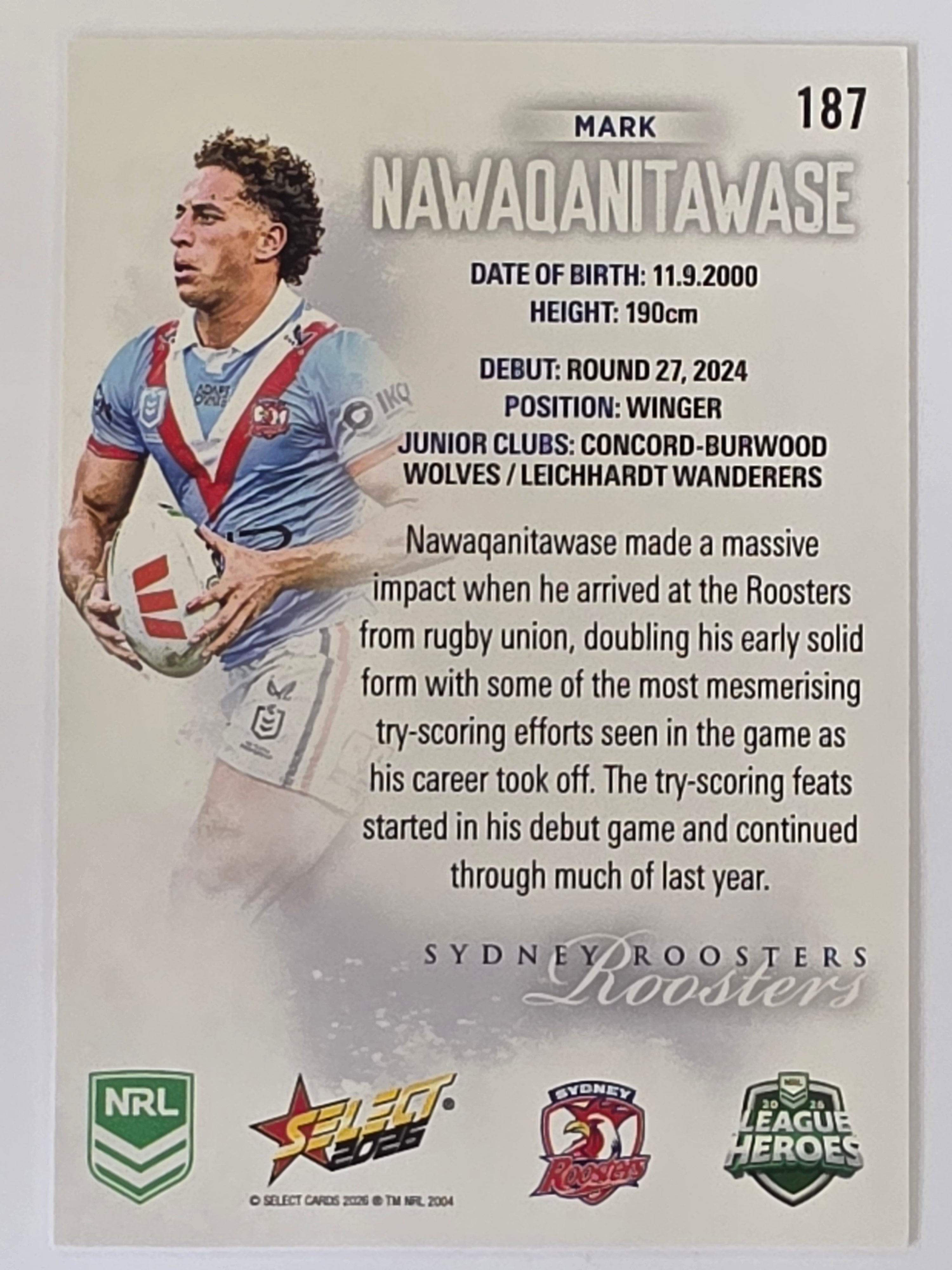 NRL 2026 League Heroes | Base | #187 | Mark Nawaqanitawase | Sydney Roosters