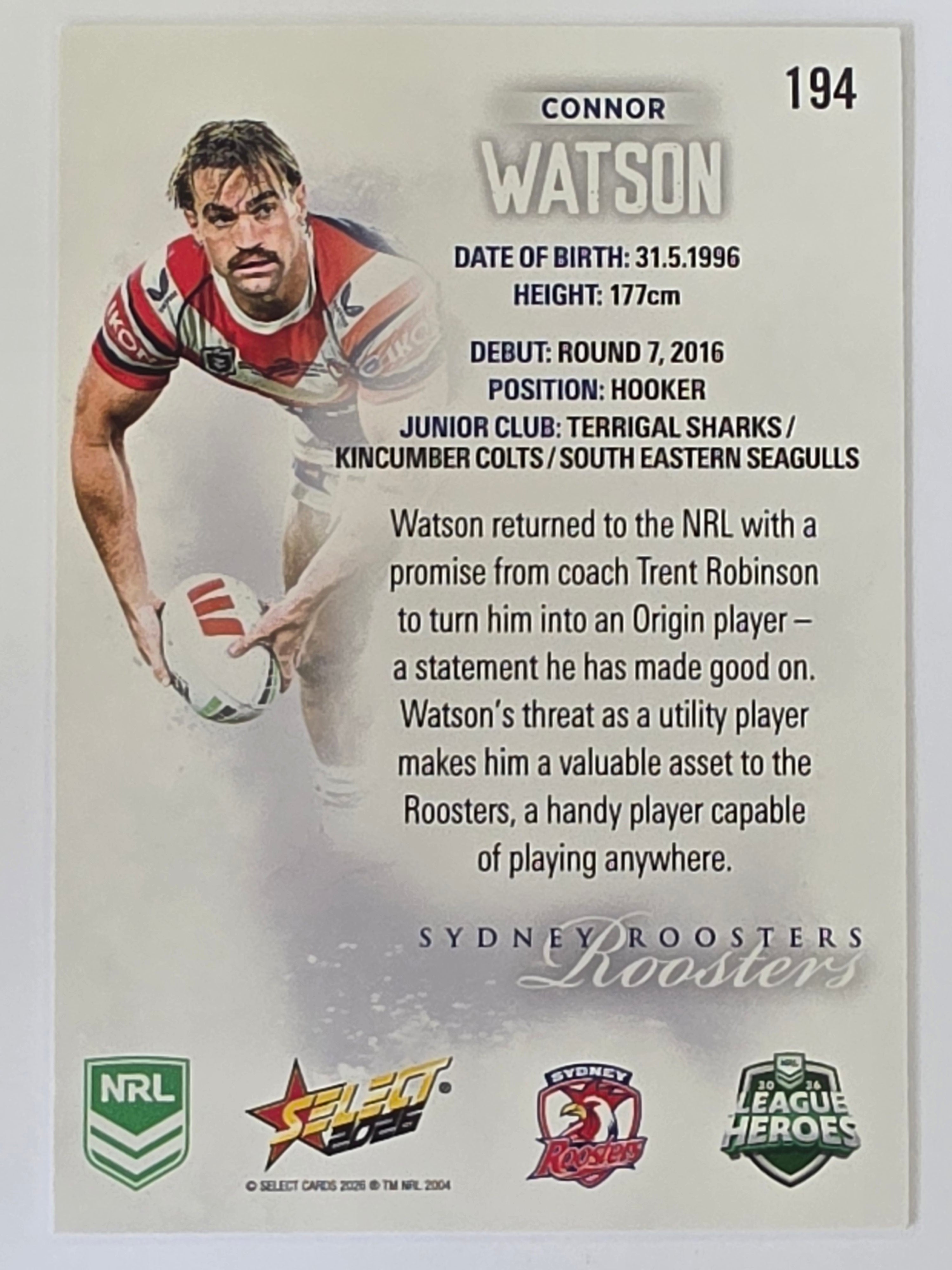 NRL 2026 League Heroes | Base | #194 | Connor Watson | Sydney Roosters