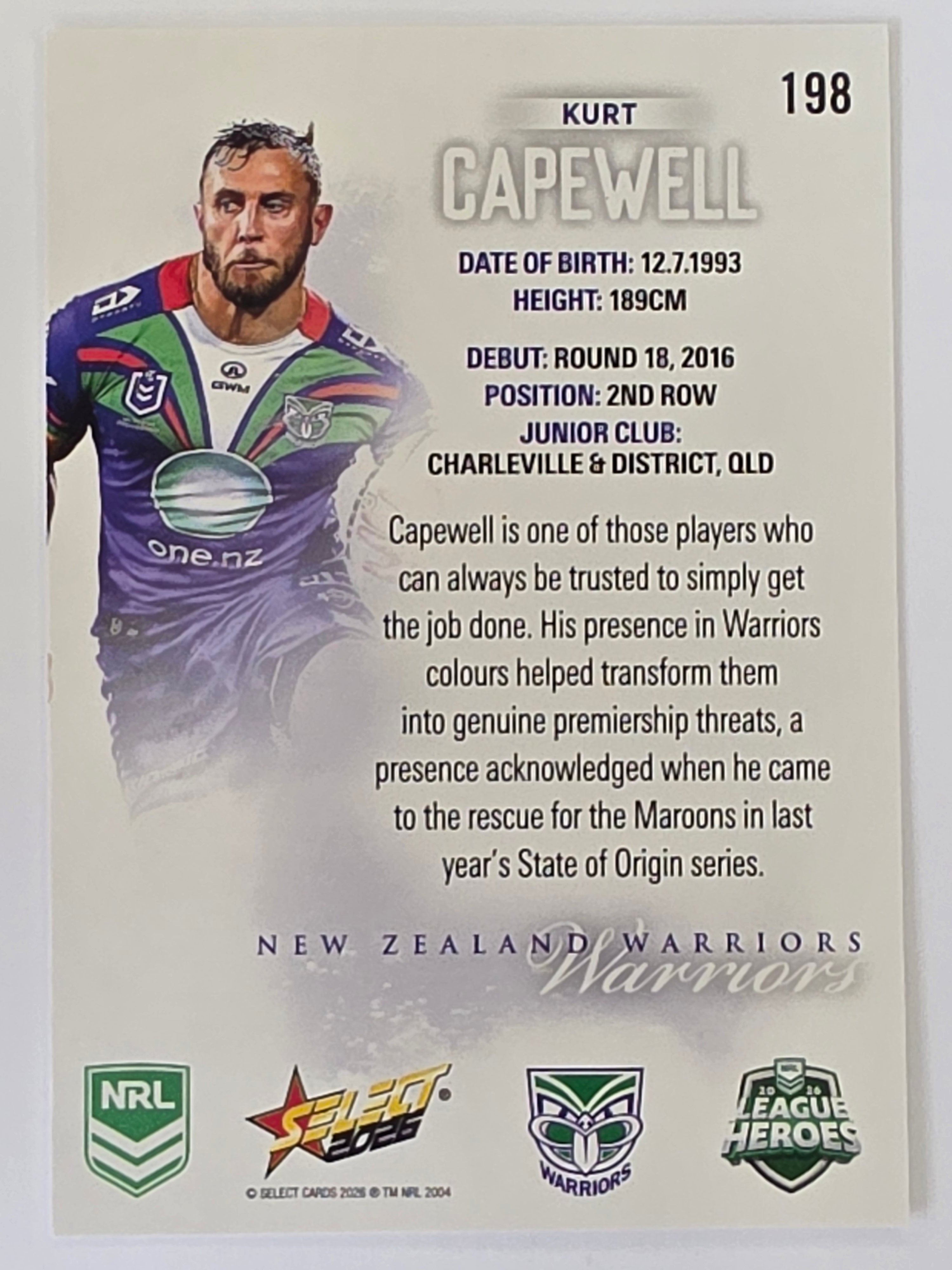 NRL 2026 League Heroes | Base | #198 | Kurt Capewell | New Zealand Warriors