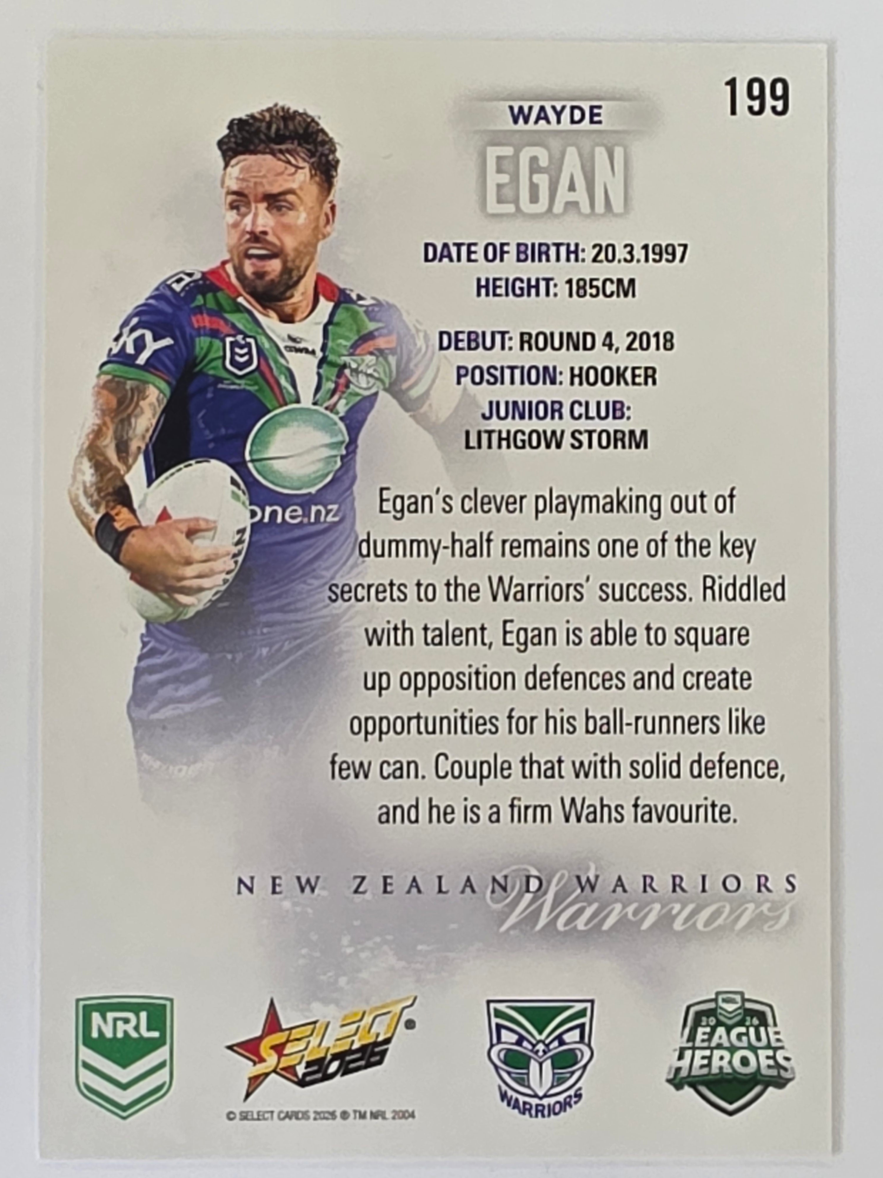 NRL 2026 League Heroes | Base | #199 | Wayde Egan | New Zealand Warriors