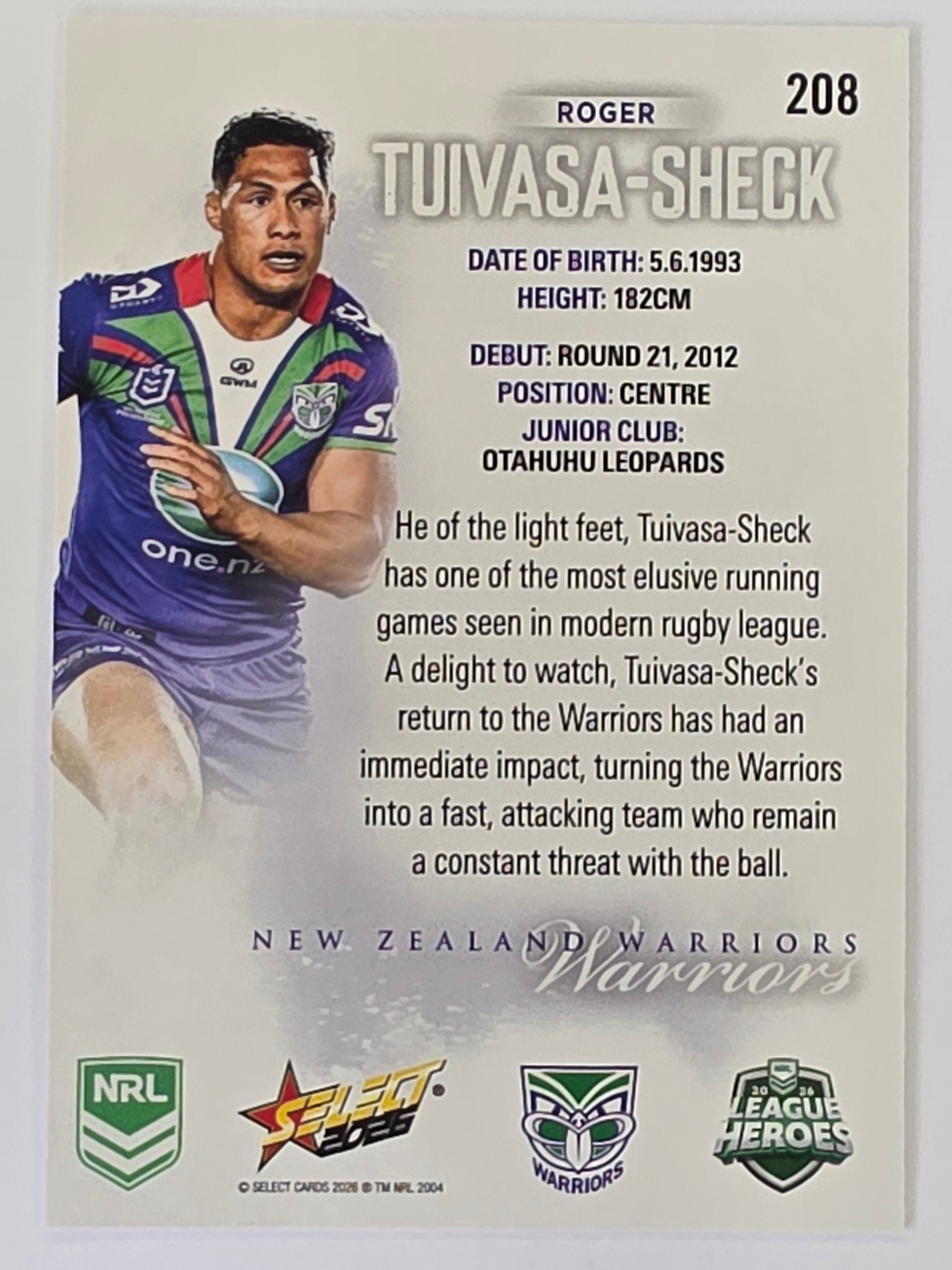 NRL 2026 League Heroes | Base | #208 | Roger Tuivasa-Sheck |New Zealand Warriors