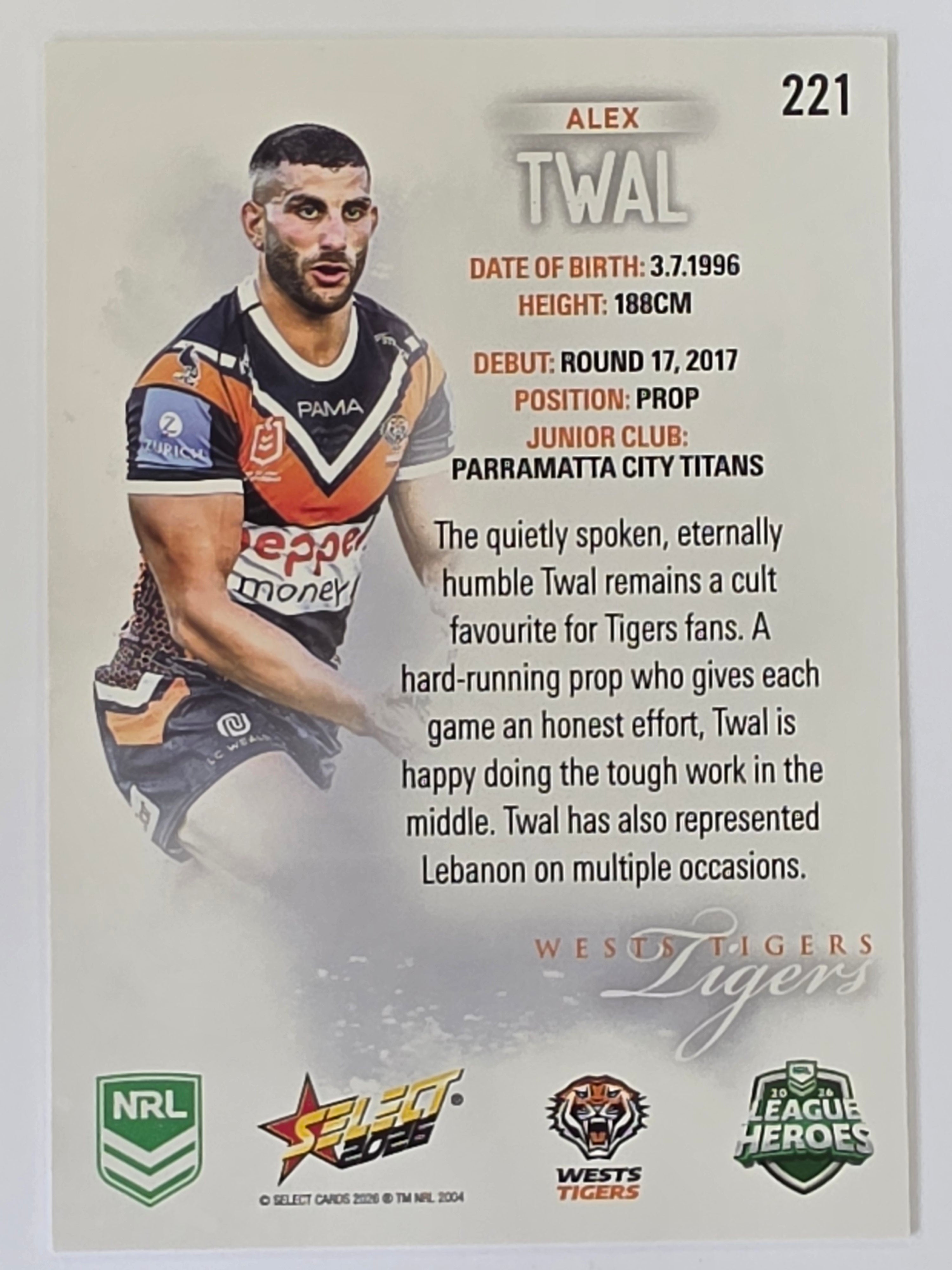 NRL 2026 League Heroes | Base | #221 | Alex Twal | Wests Tigers