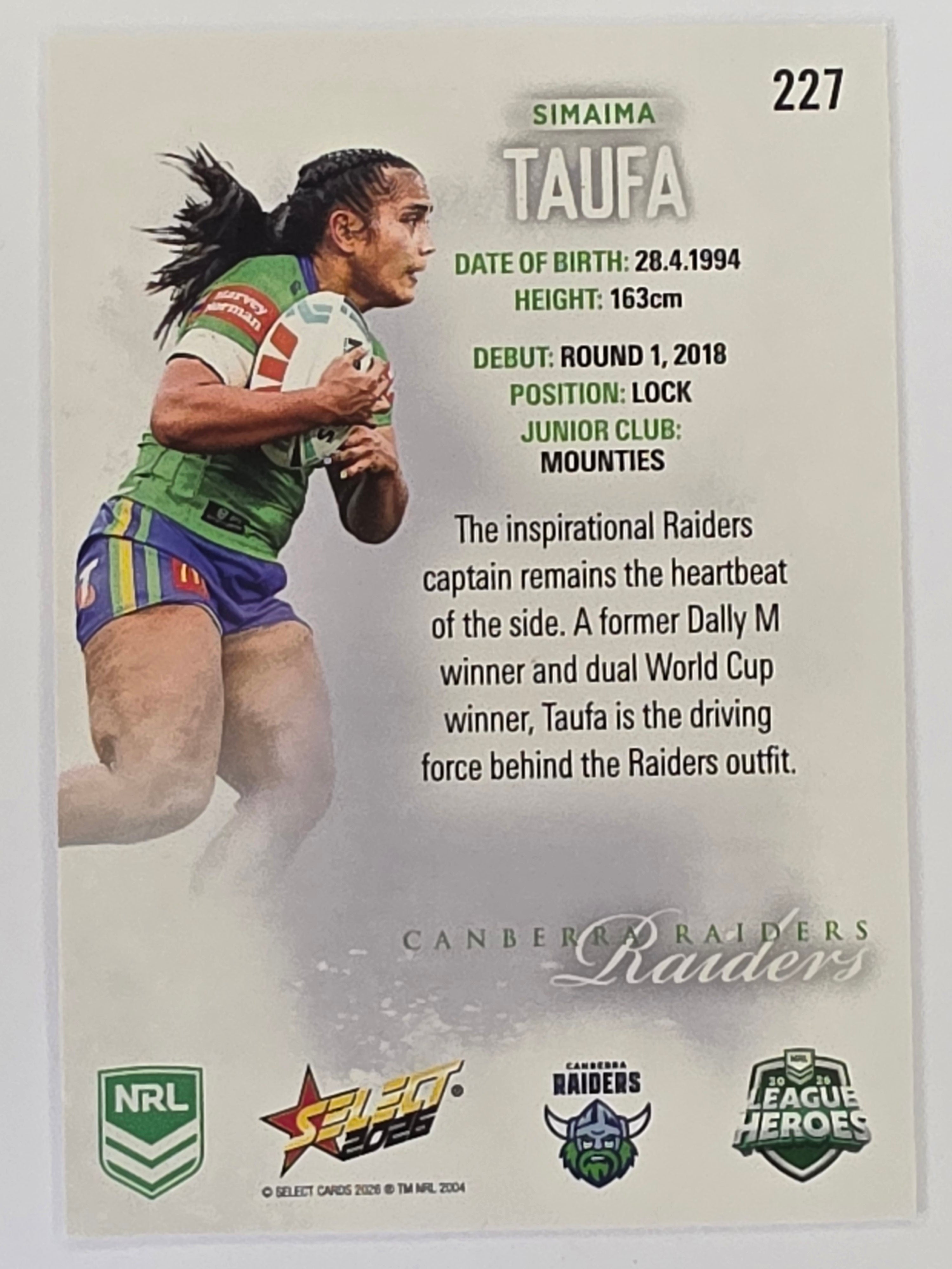 NRL 2026 League Heroes | Base | #227 | Simaima Taufa | NRLW Canberra Raiders