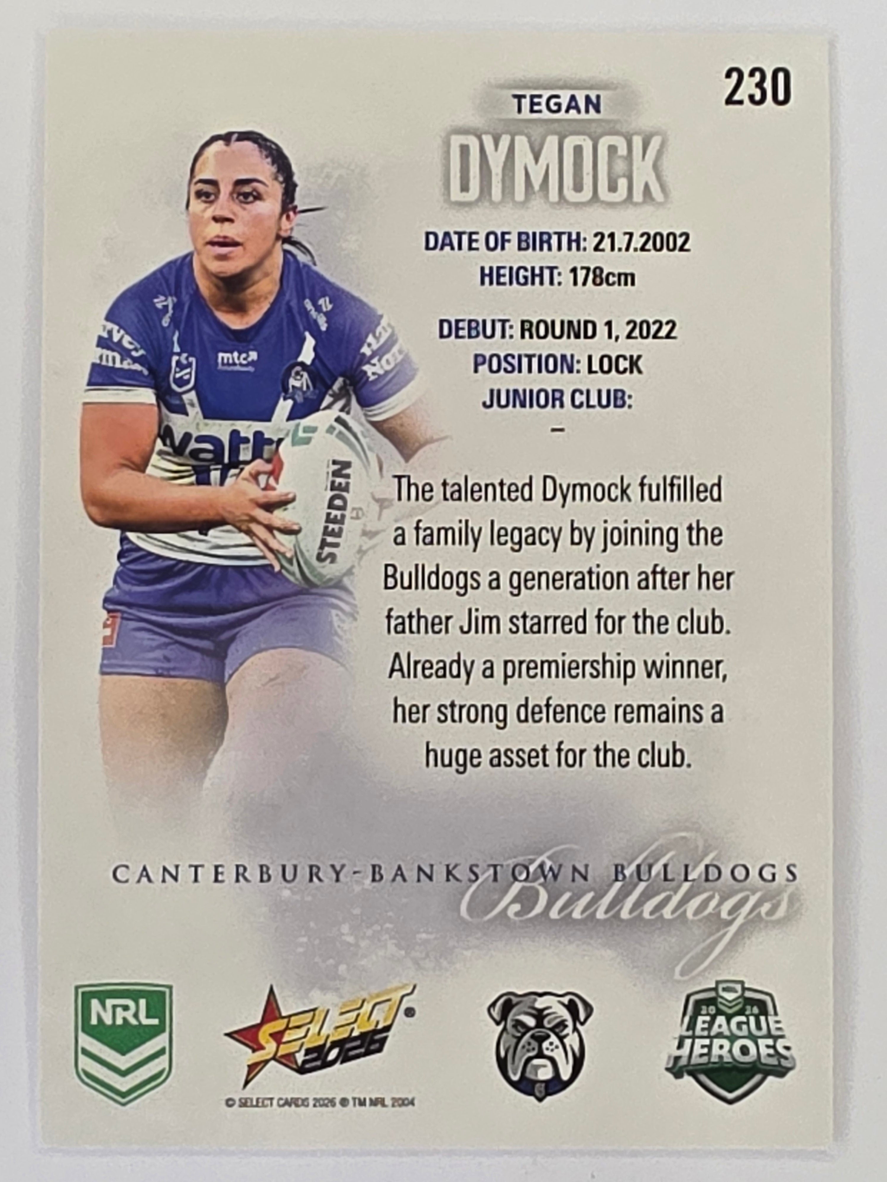 NRL 2026 League Heroes | Base | #230 | Tegan Dymock | NRLW Canterbury Bulldogs