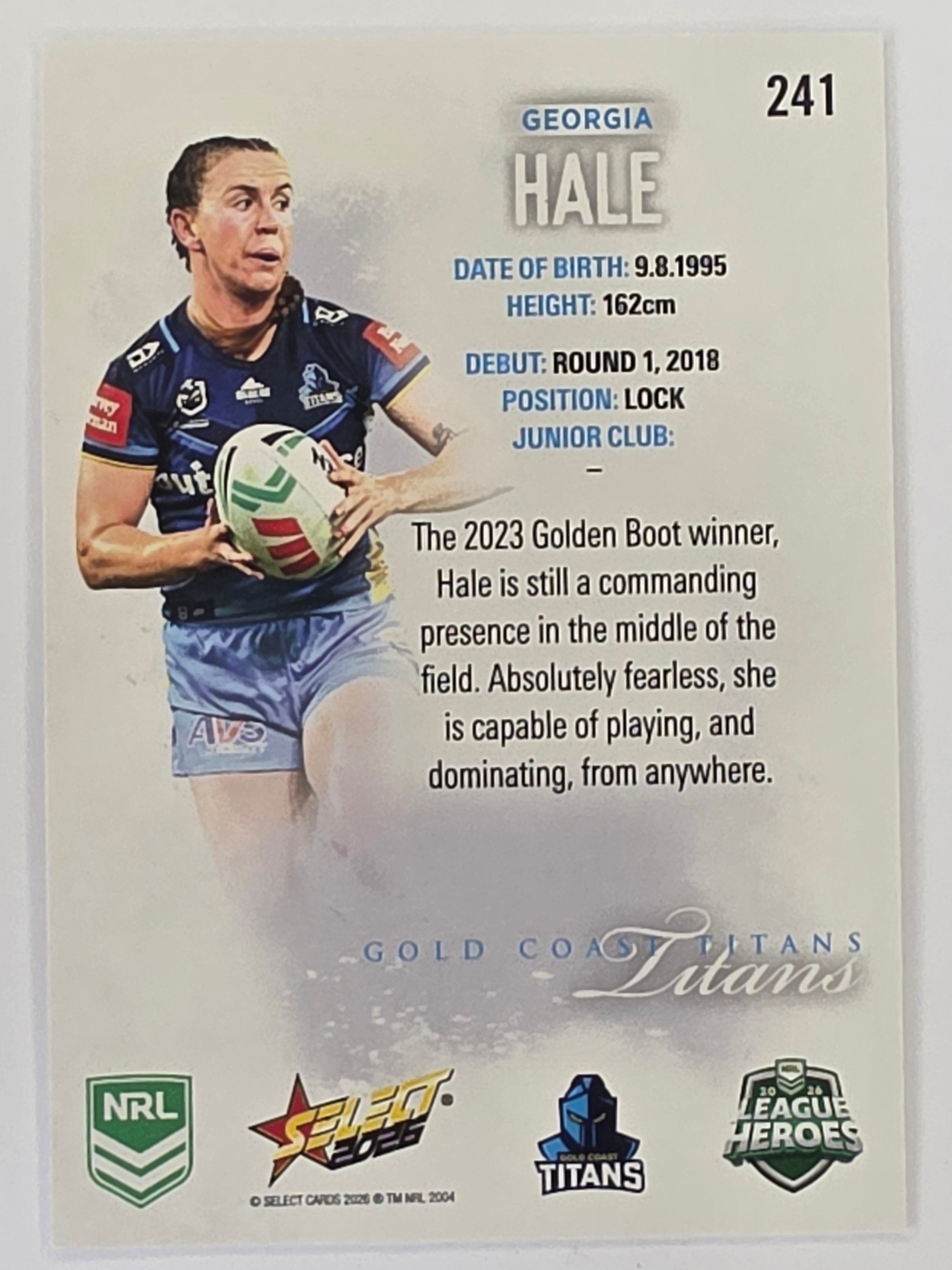 NRL 2026 League Heroes | Base | #241 | Georgia Hale | NRLW Gold Coast Titans