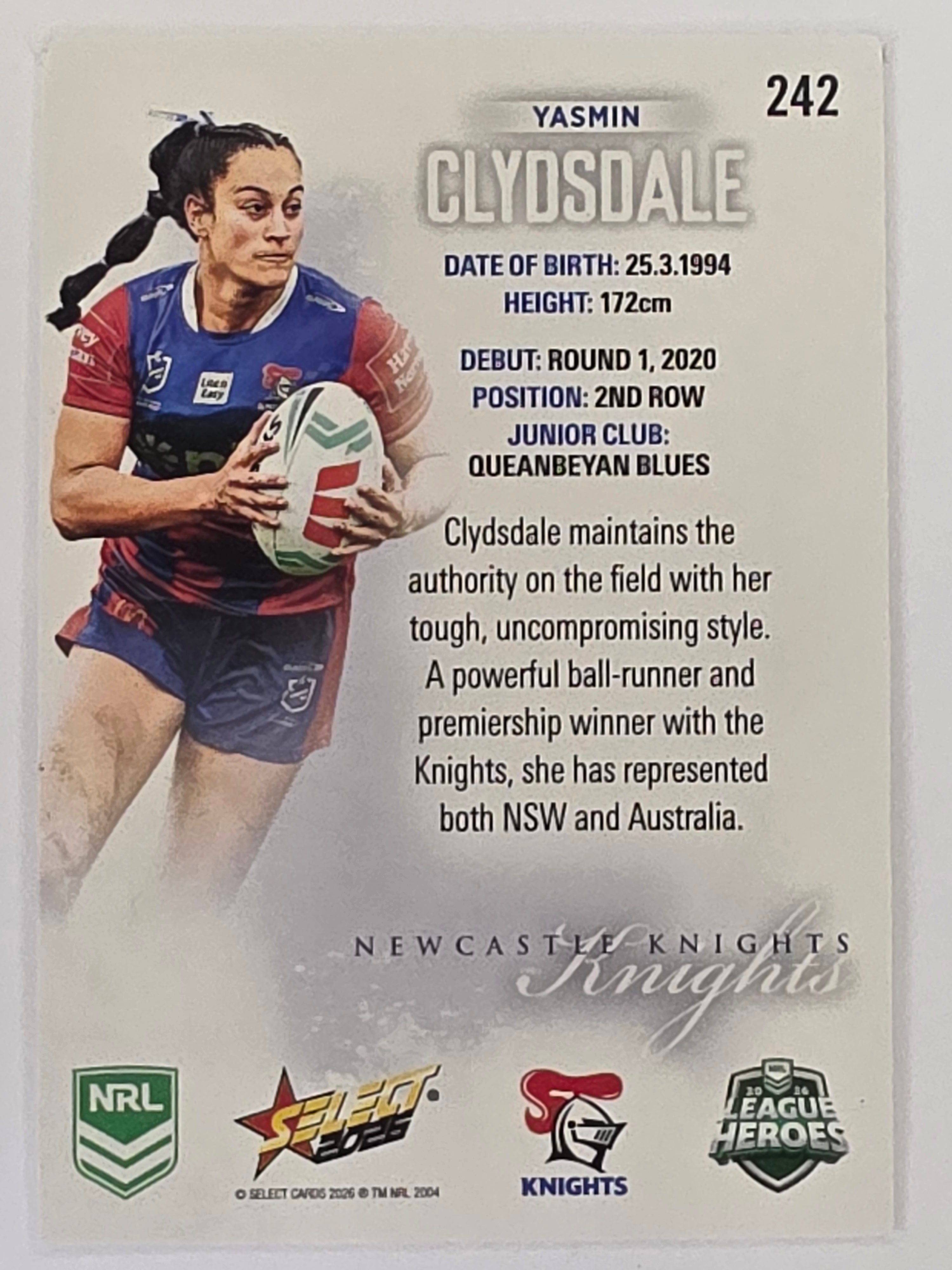 NRL 2026 League Heroes | Base | #242 | Yasmin Clydsdale | NRLW Newcastle Knights