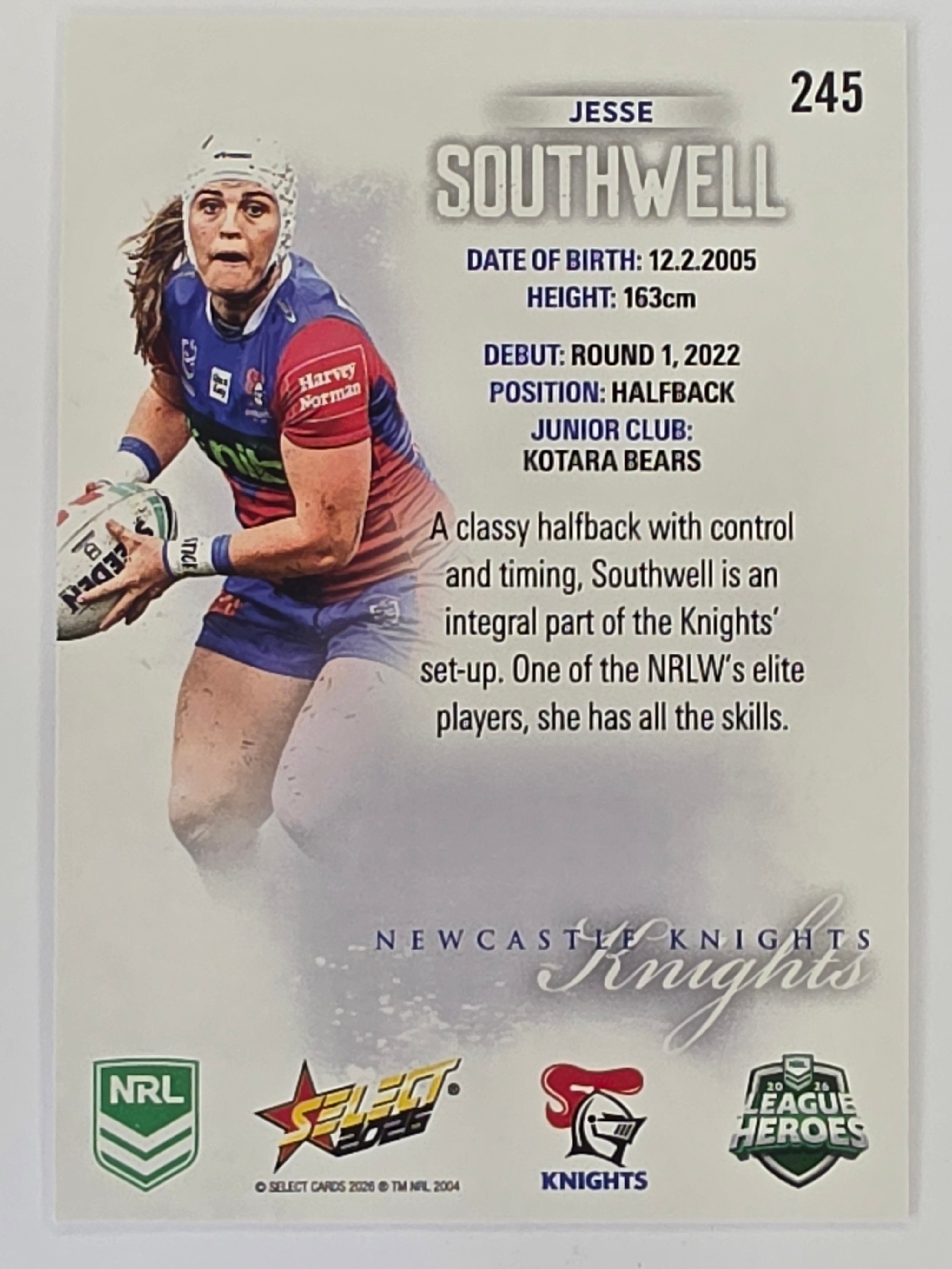 NRL 2026 League Heroes | Base | #245 | Jesse Southwell | NRLW Newcastle Knights