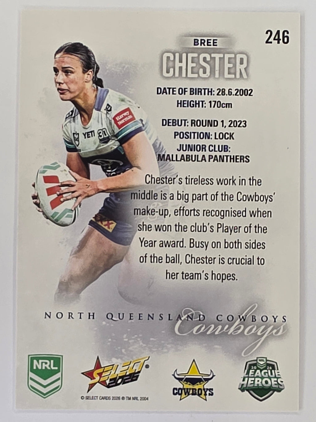 NRL 2026 League Heroes | Base | #246 | Bree Chester | NRLW North Queensland Cowboys