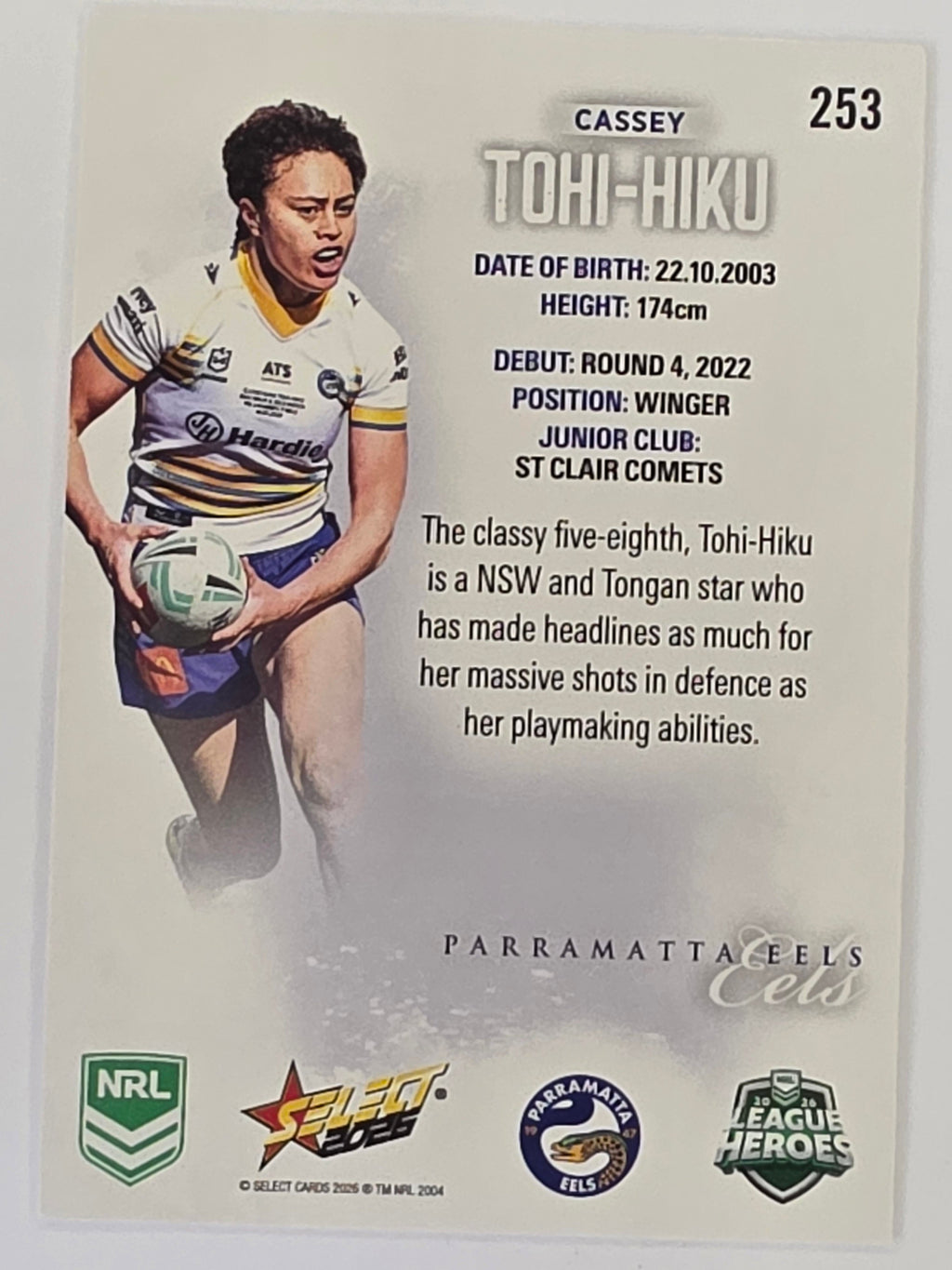 NRL 2026 League Heroes | Base | #253 | Cassey Tohi-Hiku | NRLW Parramatta Eels
