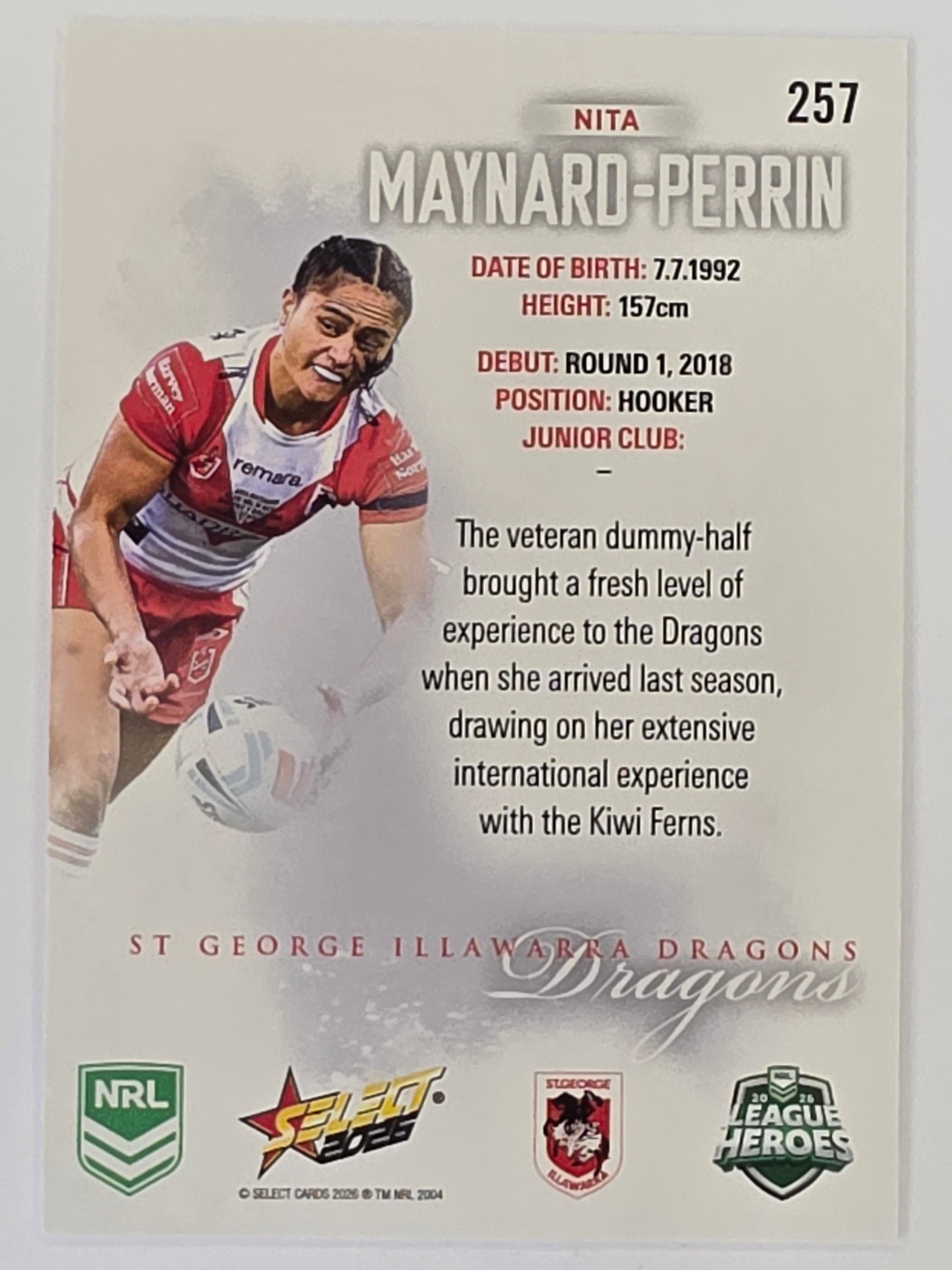 NRL 2026 League Heroes | Base | #257 | Nita Maynard-Perrin | NRLW St George Dragons