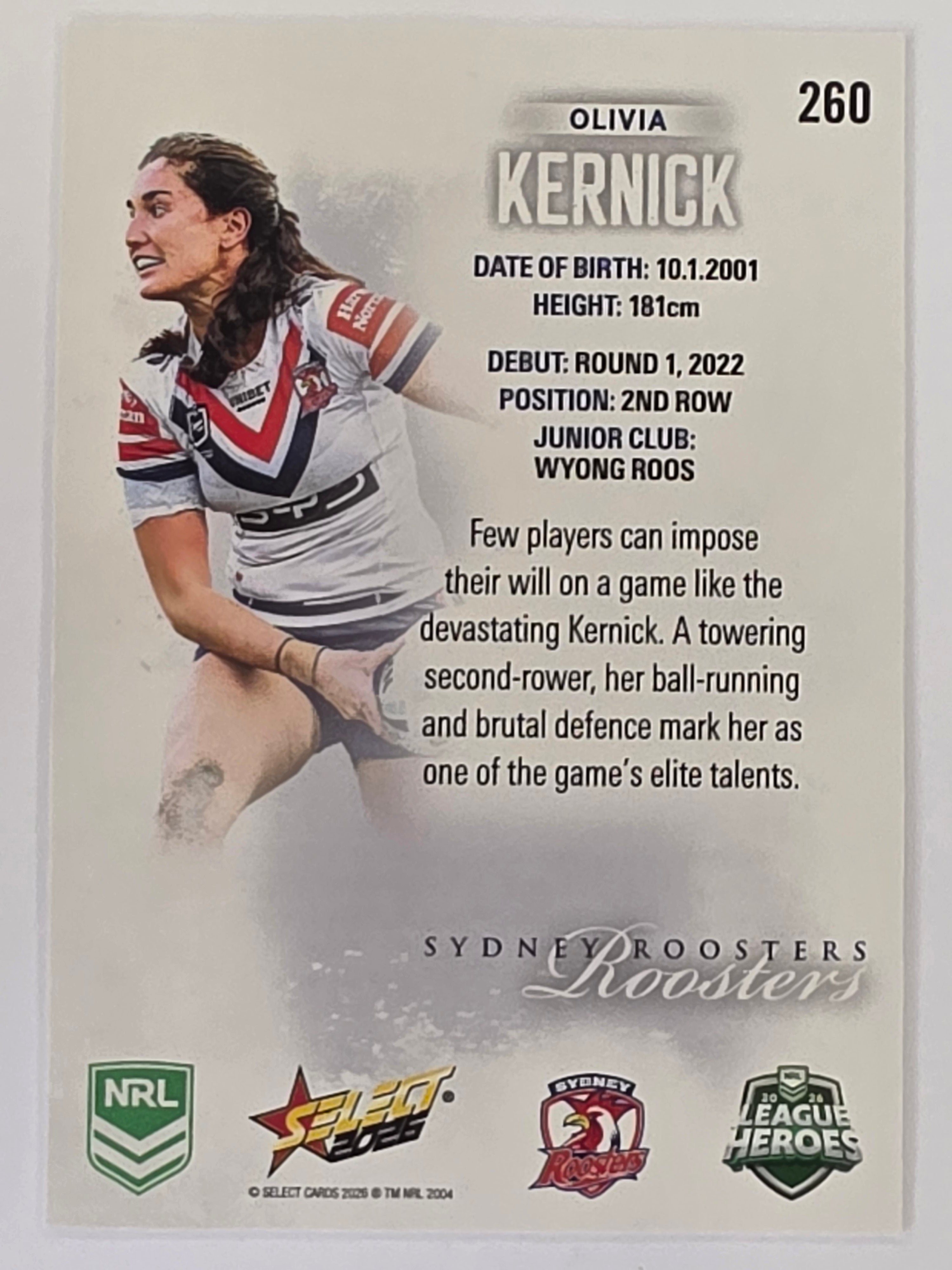 NRL 2026 League Heroes | Base | #260 | Olivia Kernick | NRLW Sydney Roosters