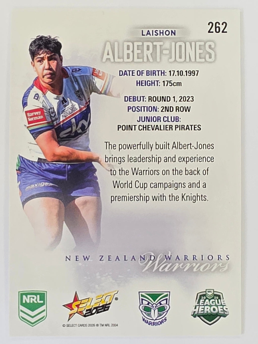 NRL 2026 League Heroes | Base | #262 | Laishon Albert-Jones | NRLW New Zealand Warriors