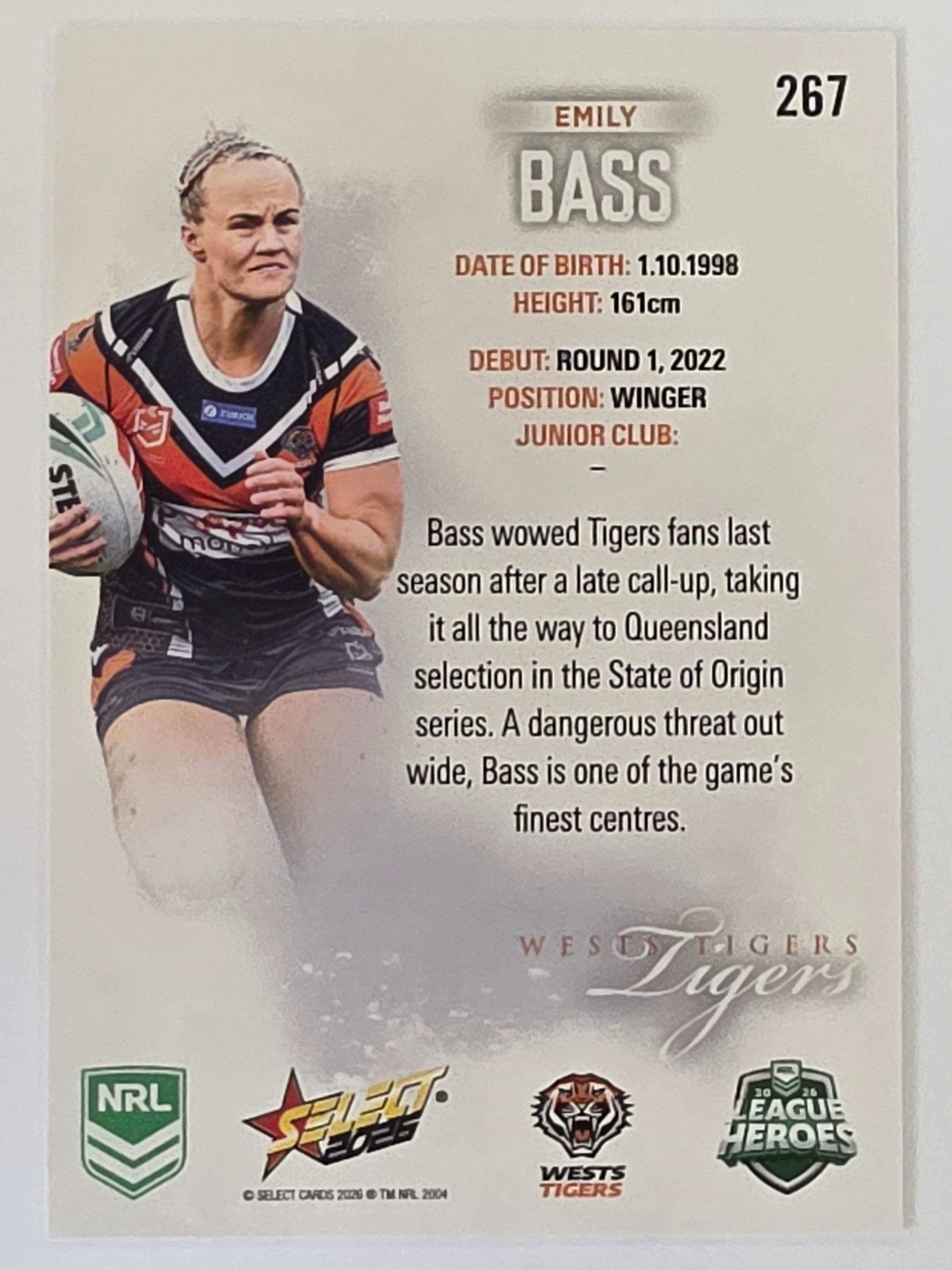 NRL 2026 League Heroes | Base | #267 | Emily Bass | NRLW Wests Tigers