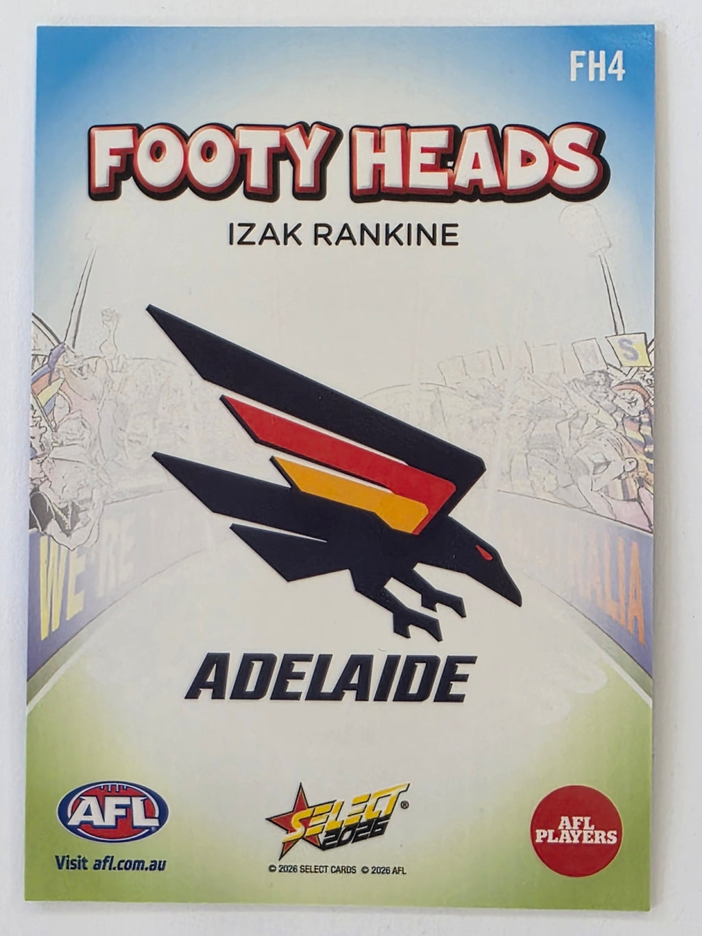 2026 AFL Footy Stars Footy Heads FH4 Izak Rankine - Adelaide Crows