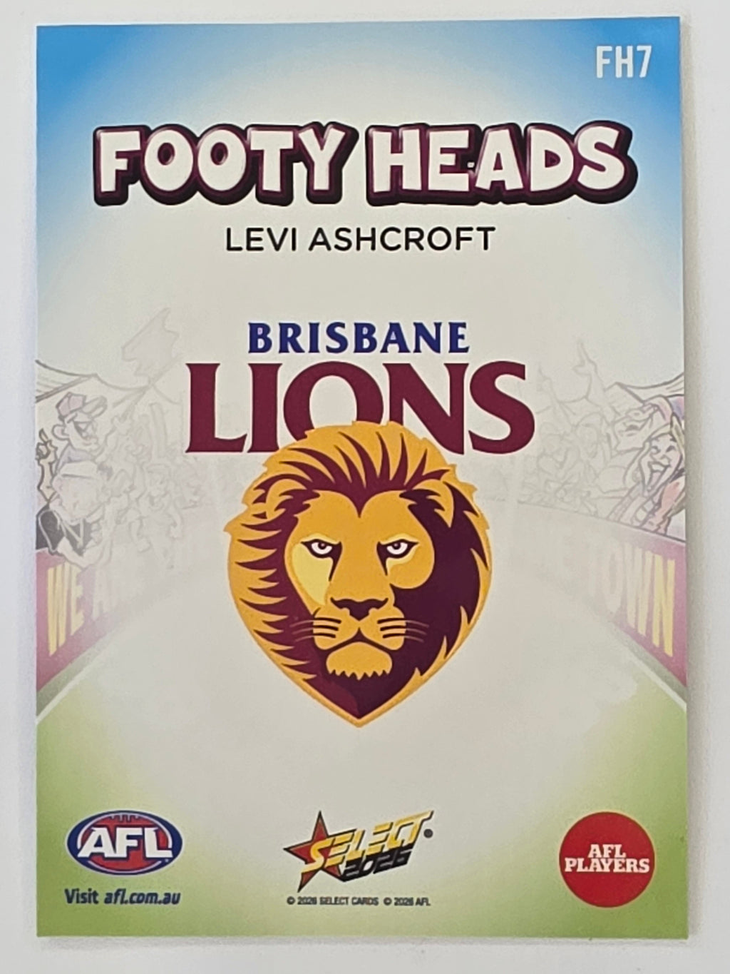 2026 AFL Footy Stars Footy Heads FH7 Levi Ashcroft - Brisbane Lions