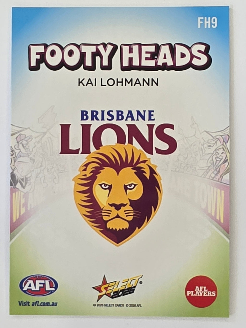 2026 AFL Footy Stars Footy Heads FH9 Kai Lohmann - Brisbane Lions