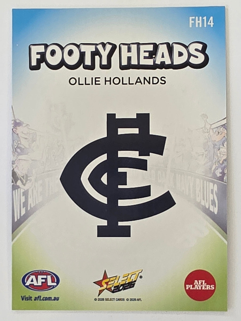 2026 AFL Footy Stars Footy Heads FH14 Ollie Hollands - Carlton Blues