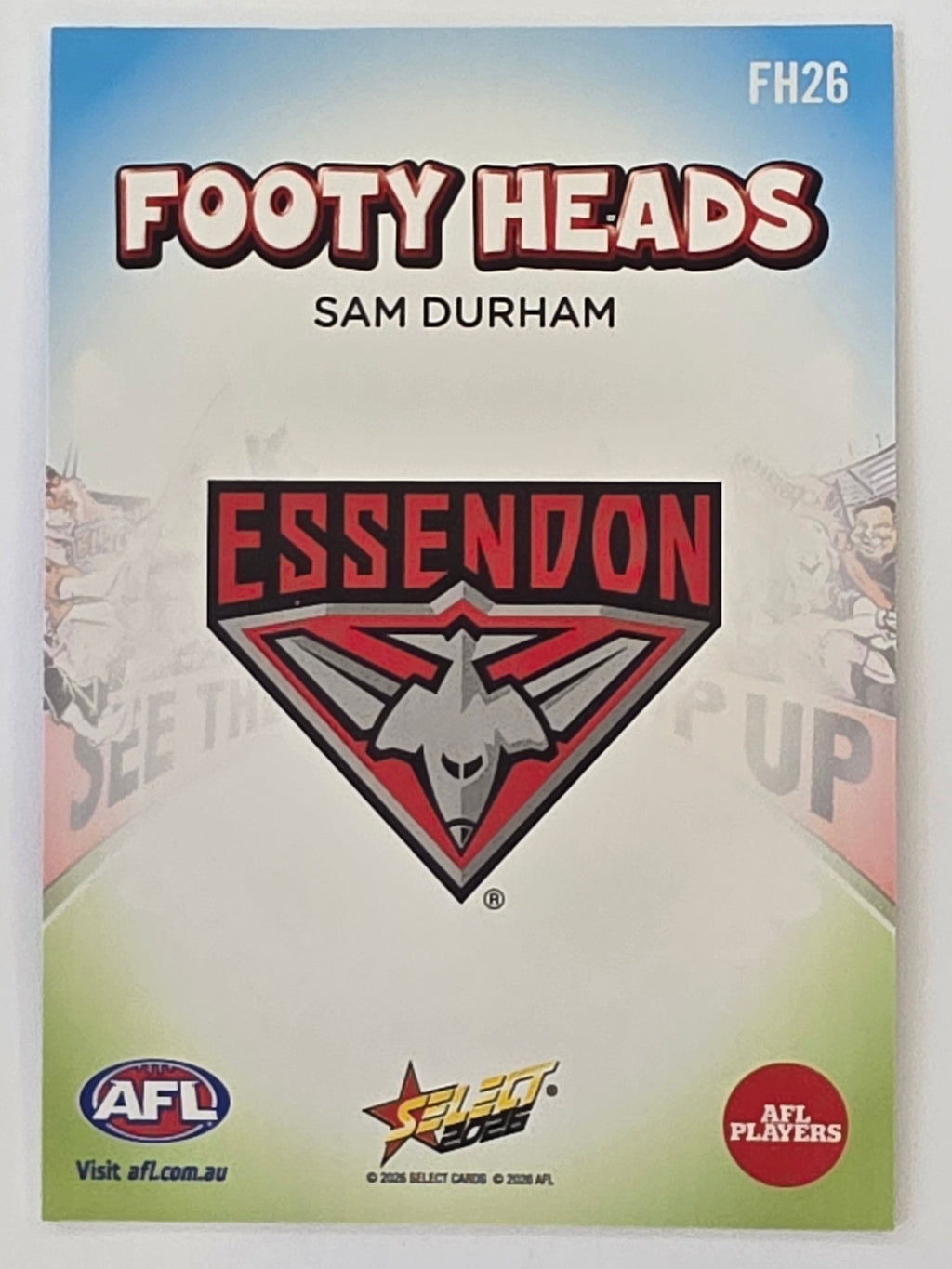 2026 AFL Footy Stars Footy Heads FH26 Sam Durham - Essendon Bombers
