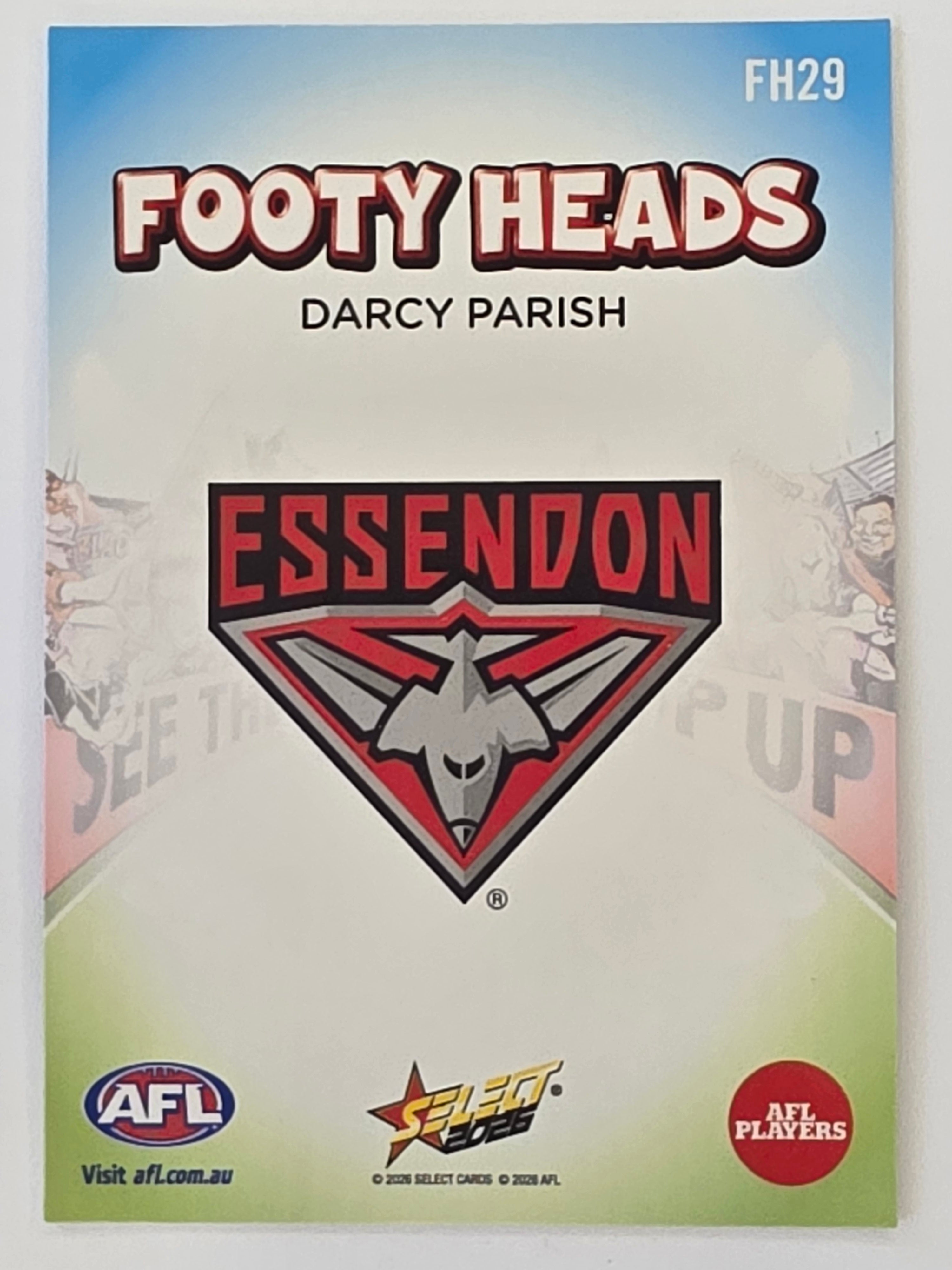 2026 AFL Footy Stars Footy Heads FH29 Darcy Parish - Essendon Bombers