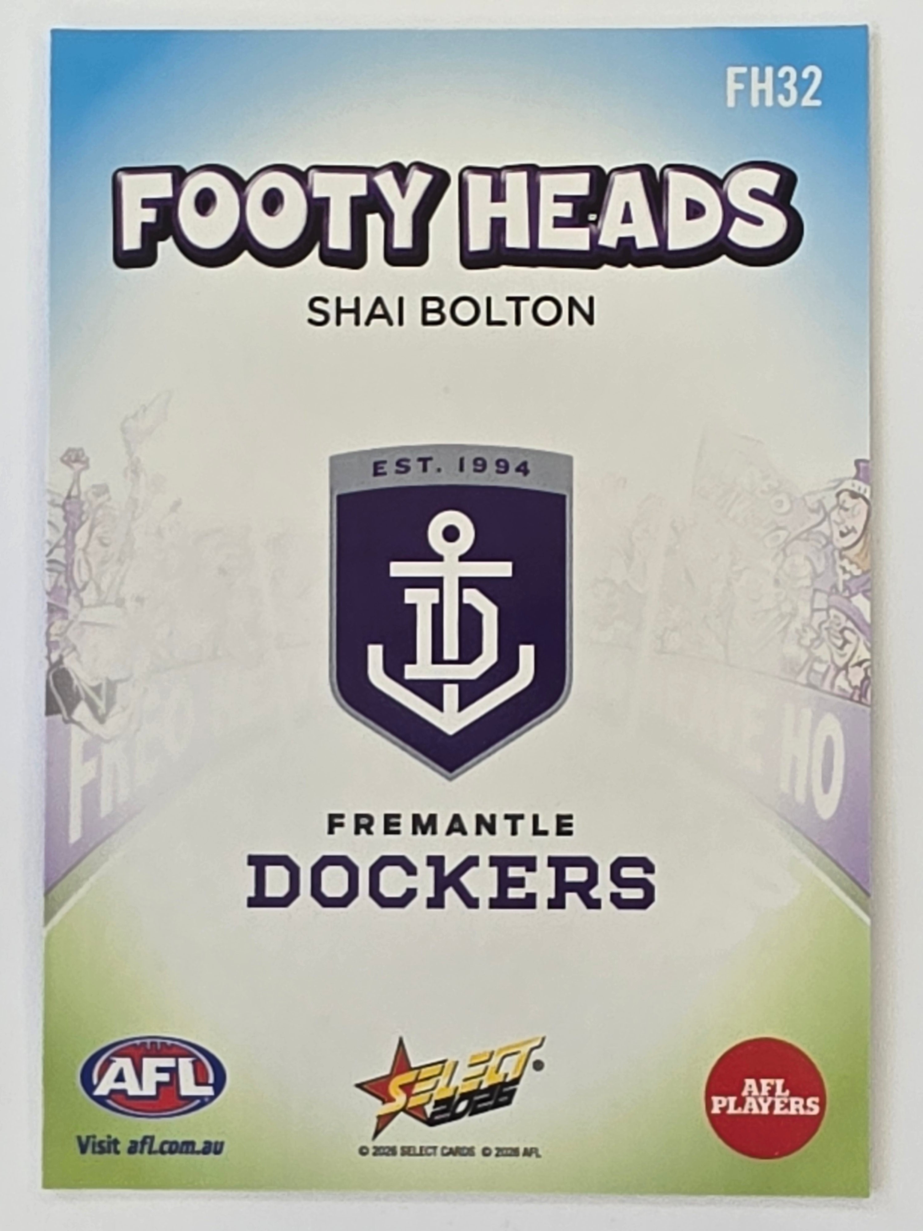 2026 AFL Footy Stars Footy Heads FH32 Shai Bolton - Fremantle Dockers