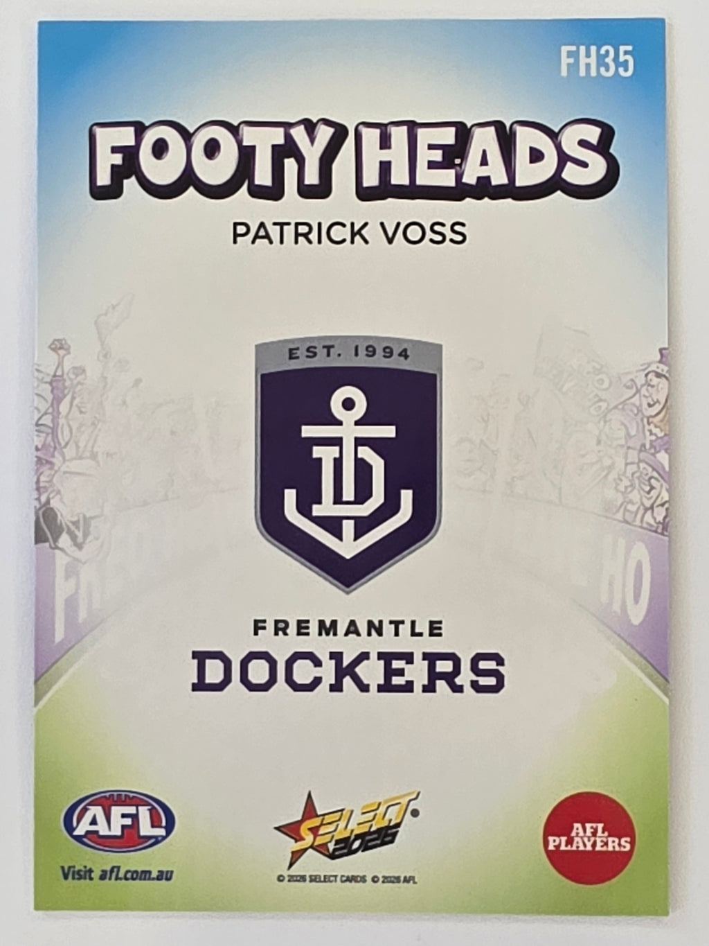 2026 AFL Footy Stars Footy Heads FH35 Patrick Voss - Fremantle Dockers