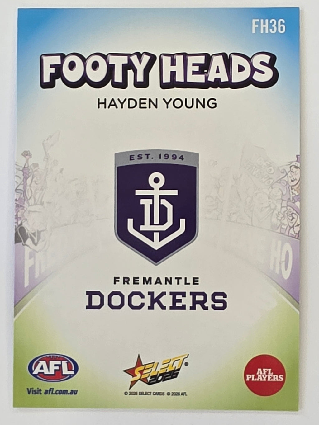 2026 AFL Footy Stars Footy Heads FH36 Hayden Young - Fremantle Dockers