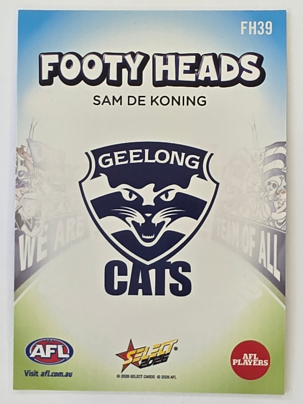 2026 AFL Footy Stars Footy Heads FH39 Sam De Koning - Geelong Cats