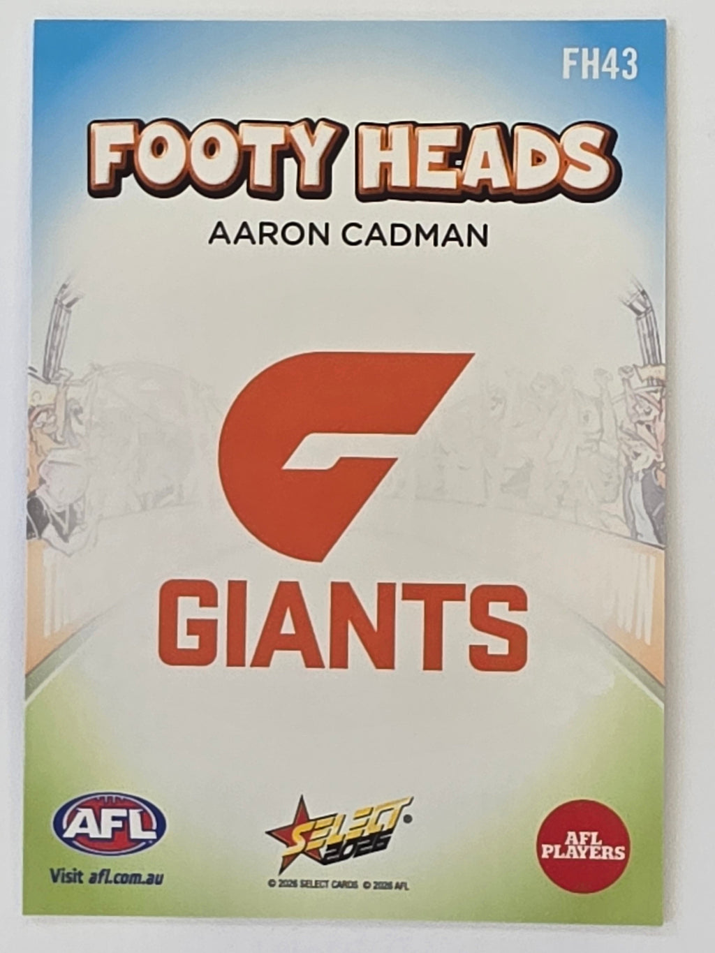 2026 AFL Footy Stars Footy Heads FH43 Aaron Cadman - GWS Giants