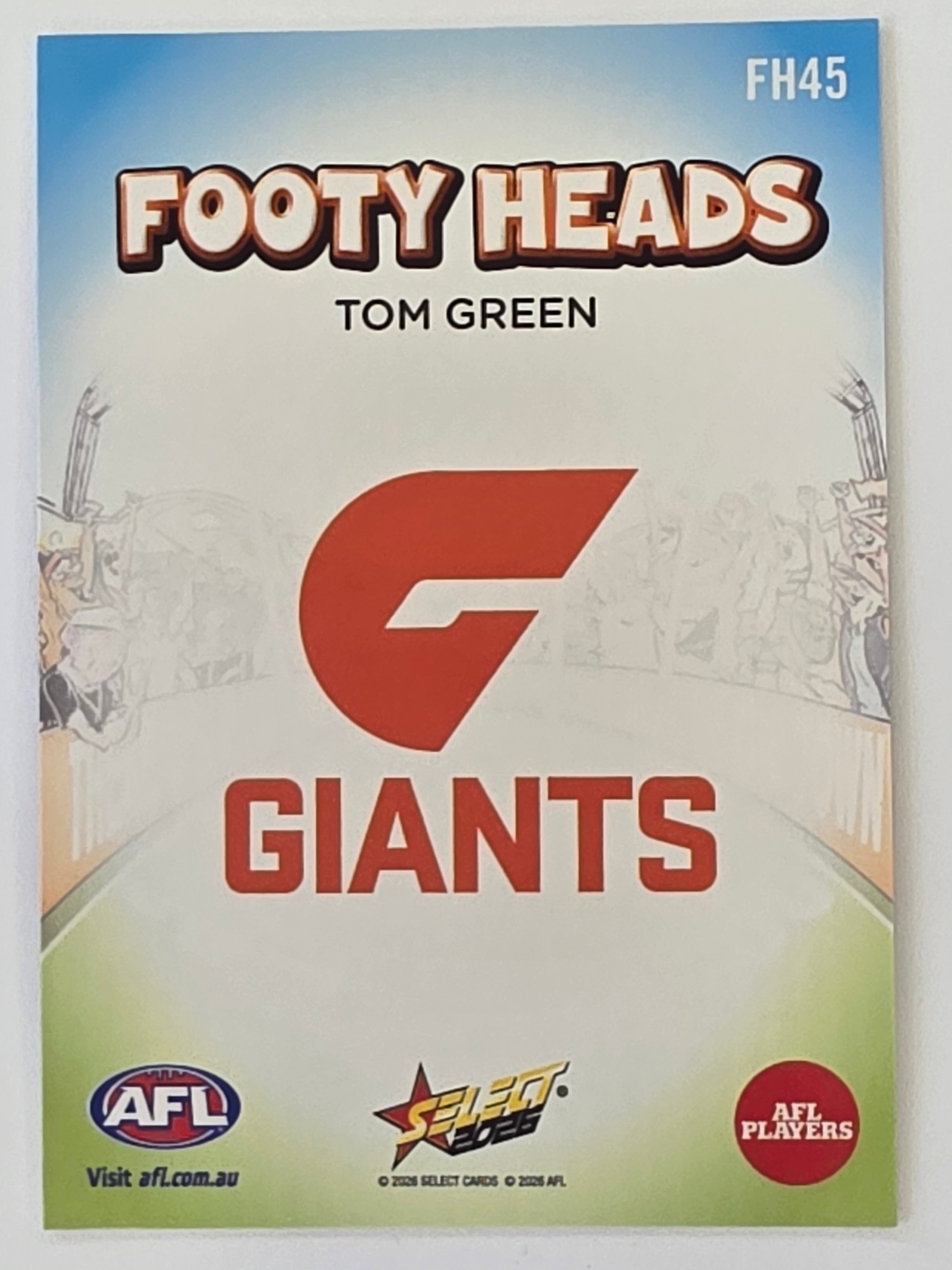 2026 AFL Footy Stars Footy Heads FH45 Tom Green - GWS Giants