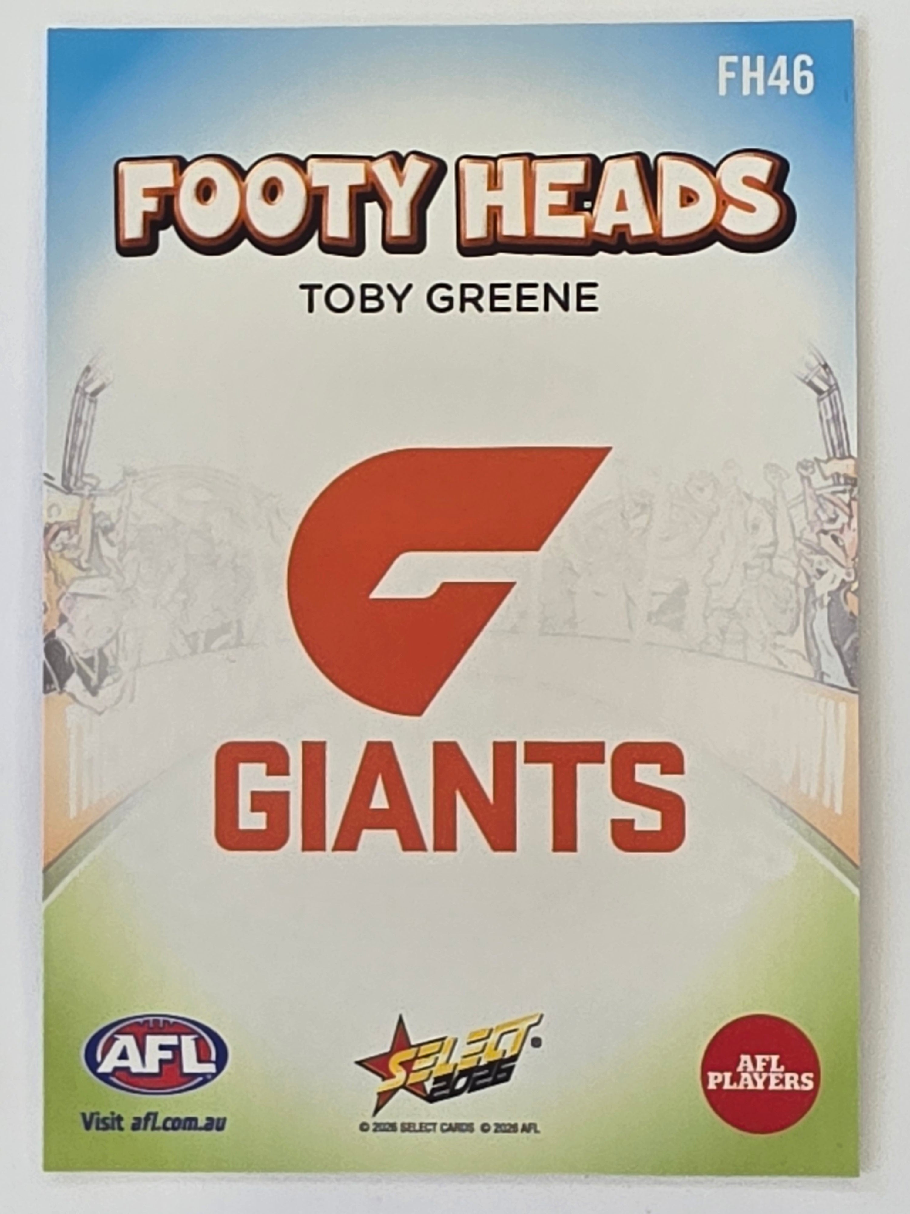 2026 AFL Footy Stars Footy Heads FH46 Toby Greene - GWS Giants
