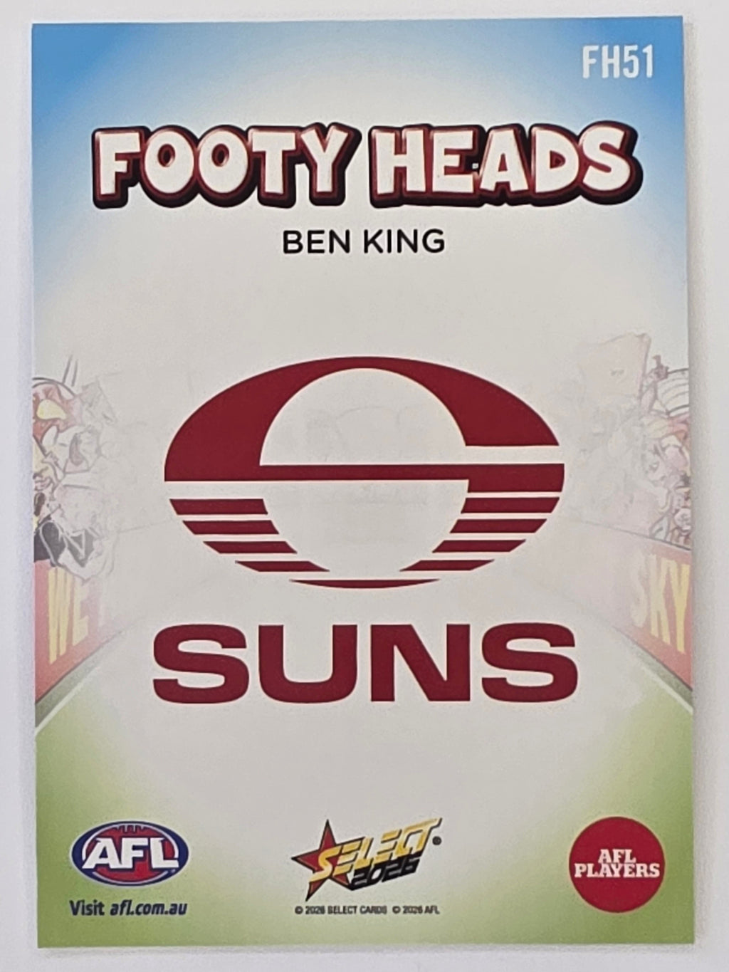 2026 AFL Footy Stars Footy Heads FH51 Ben King - Gold Coast Suns