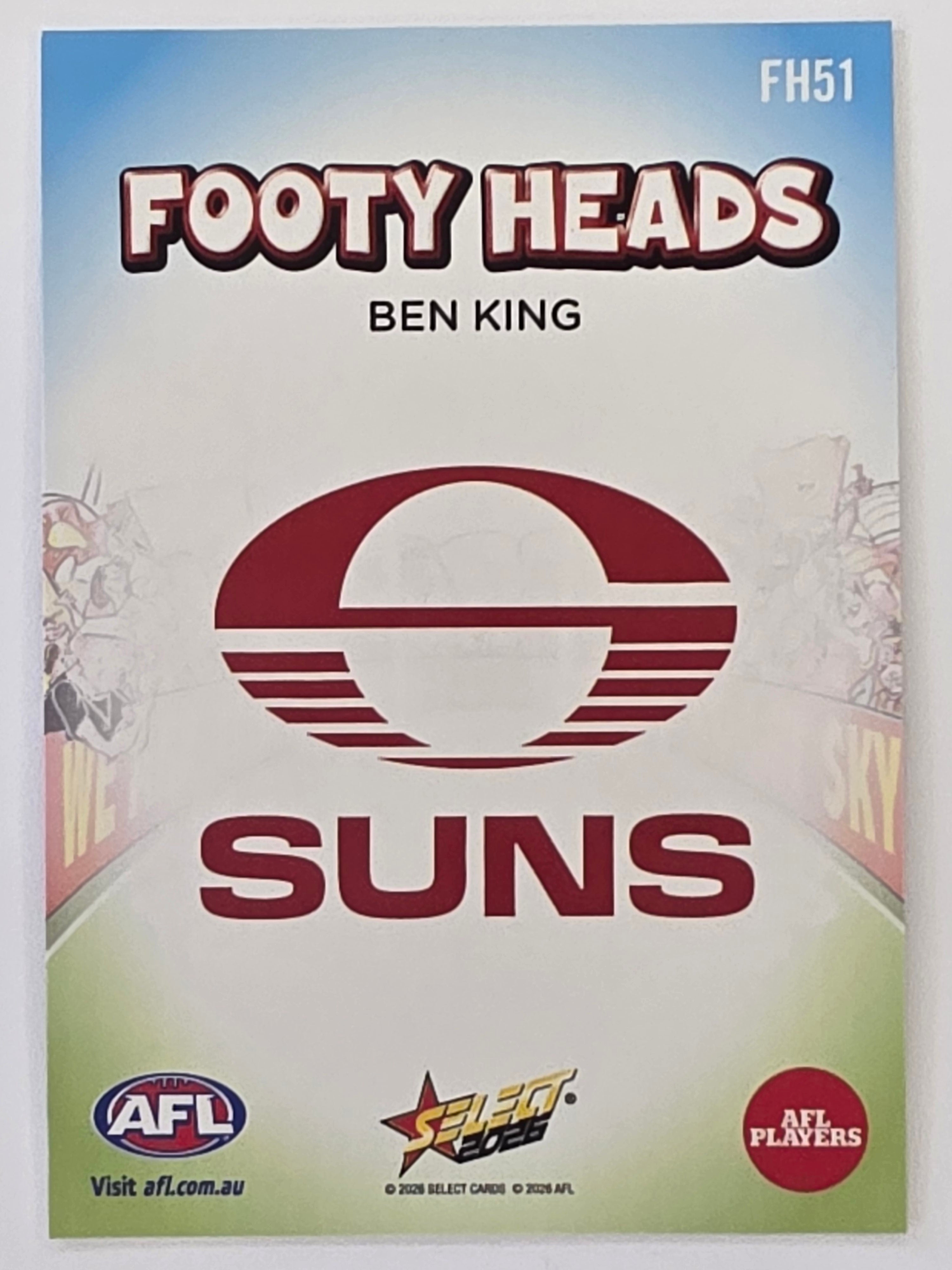 2026 AFL Footy Stars Footy Heads FH51 Ben King - Gold Coast Suns