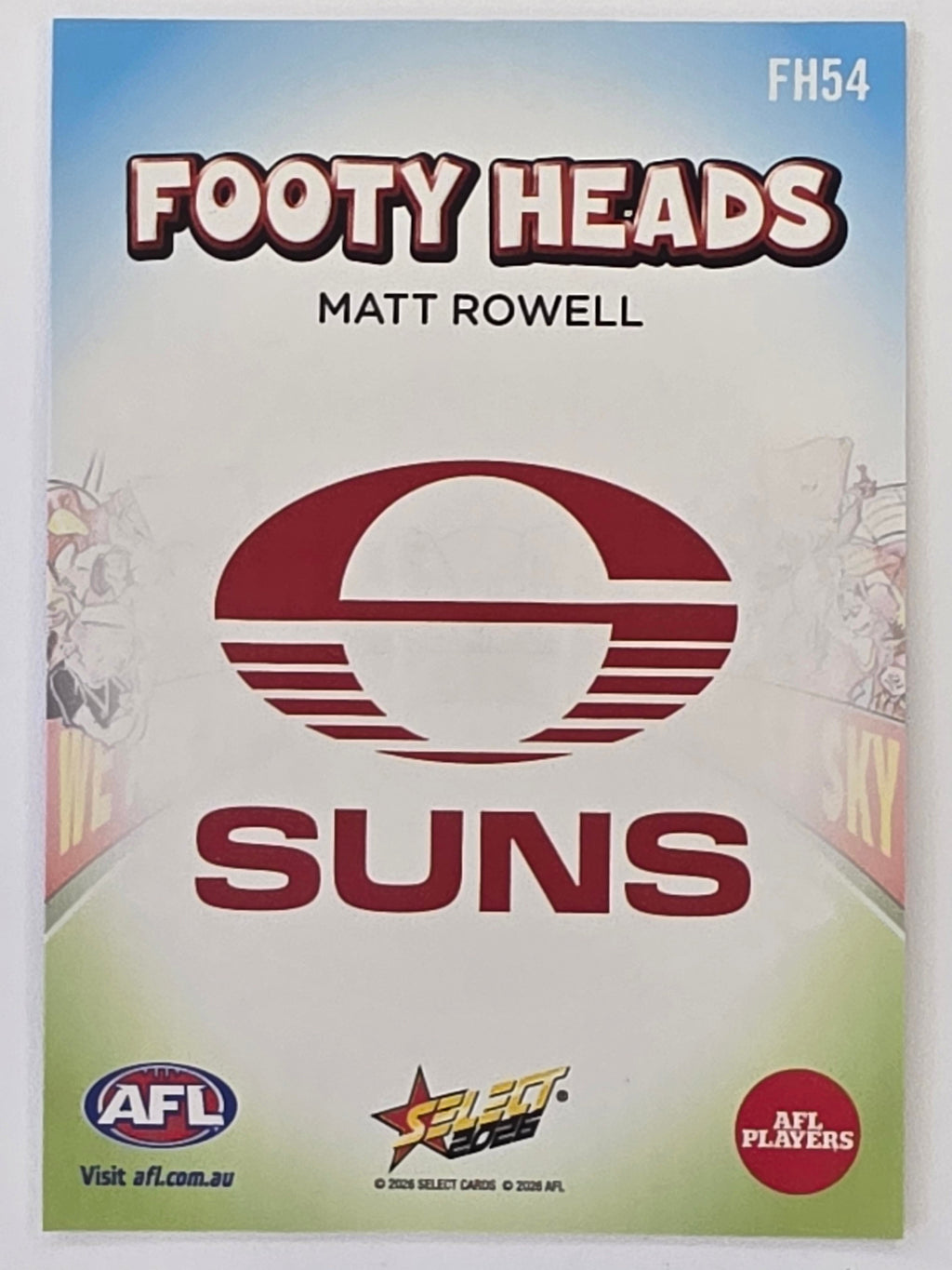2026 AFL Footy Stars Footy Heads FH54 Matt Rowell - Gold Coast Suns