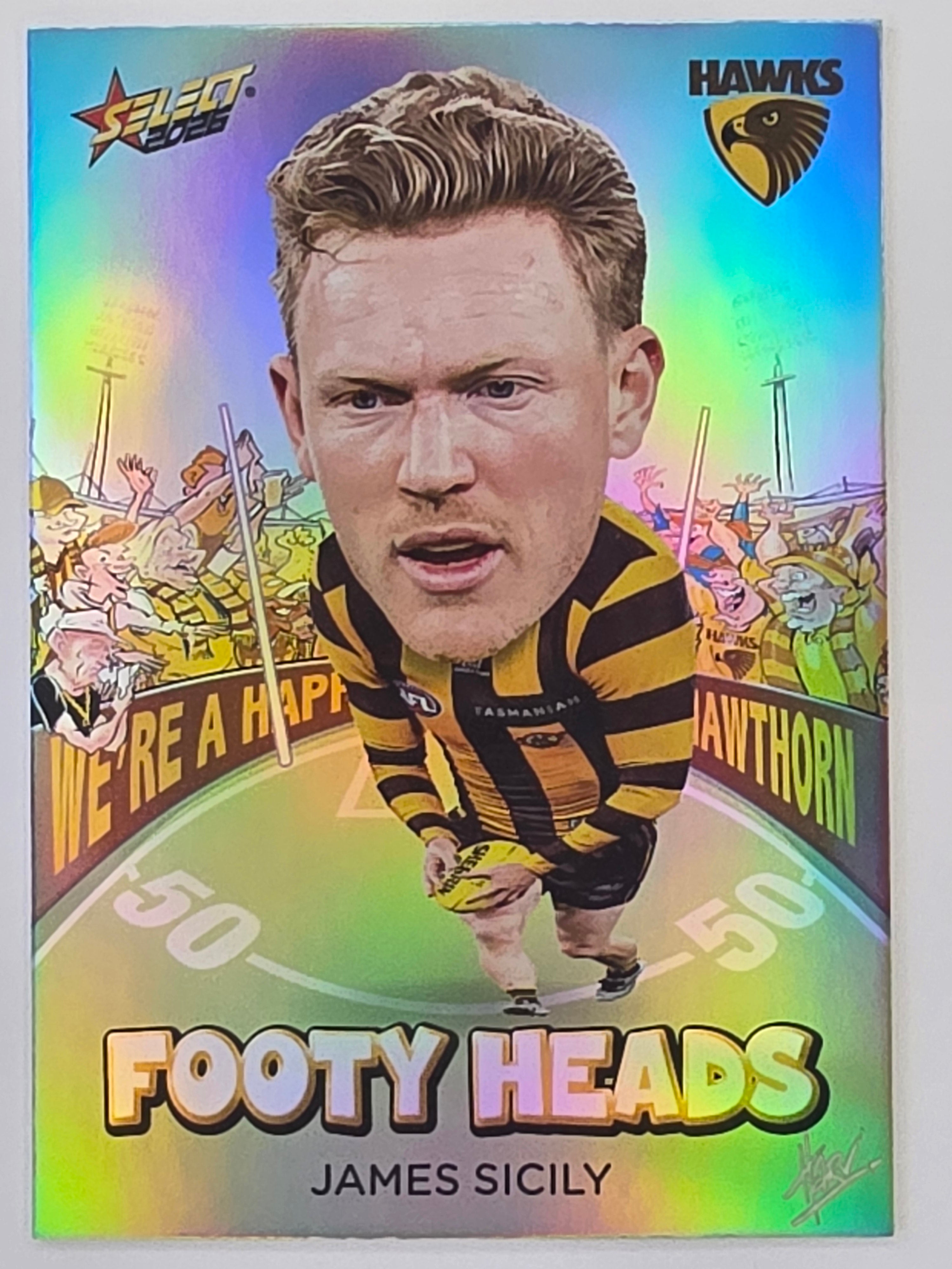 2026 AFL Footy Stars Footy Heads FH58 James Sicily - Hawthorn Hawks