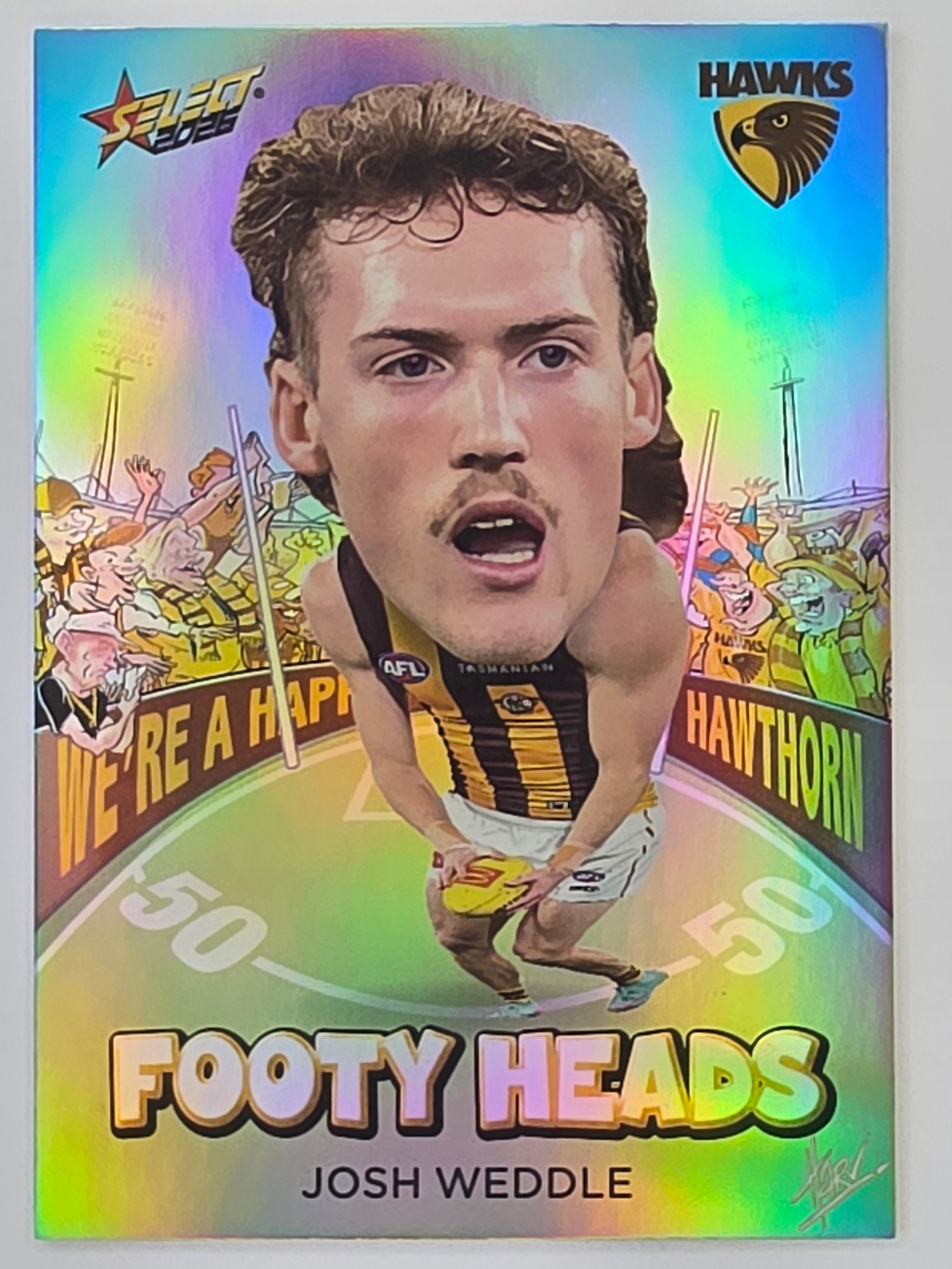 2026 AFL Footy Stars Footy Heads FH60 Josh Weddle - Hawthorn Hawks